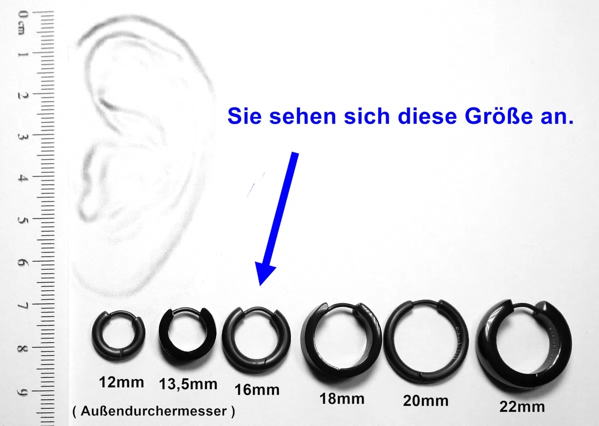 6mm / Ø 16mm Edelstahl Ohrringe Matt Golden Klapp Creolen Herren Damen Ohrstecker Bogen Gewölbt Ohrclicker ER15112
