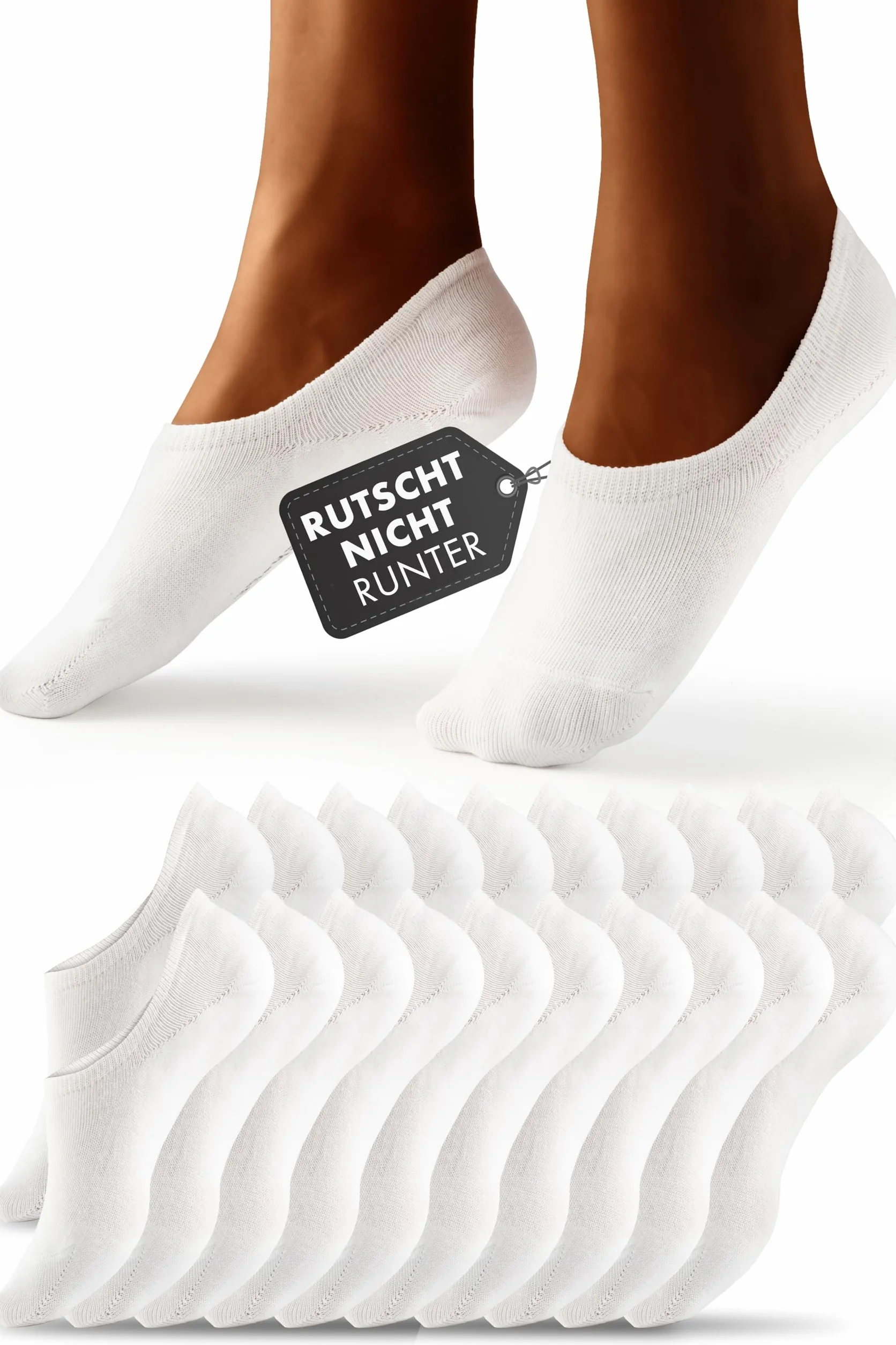 HELDENWERK 10 Paar Füsslinge für Damen & Herren - Unsichtbare Sneaker-Socken atmungsaktiv & bequem - Füßlinge in schwarz, weiß, grau