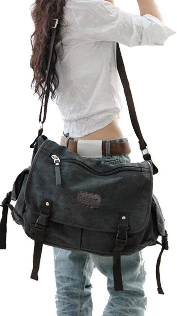 Vintage Canvas Messenger Bag Große Buch Laptop Umhängetasche