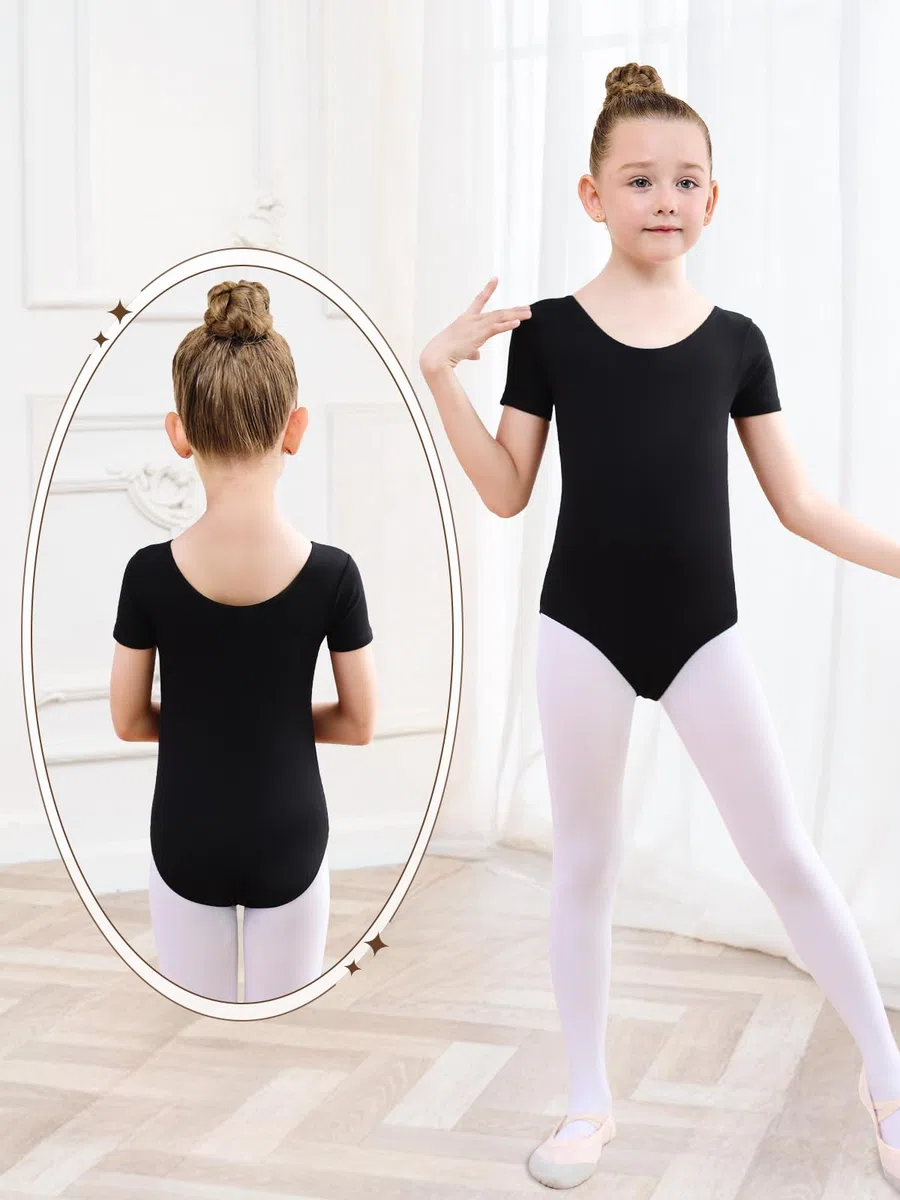 Ballettkleidung Mädchen-Damen, Turnanzug Kurzarm Baumwolle Gr-100-170 Ballett Trikot Gymnastikanzug Tanzbody