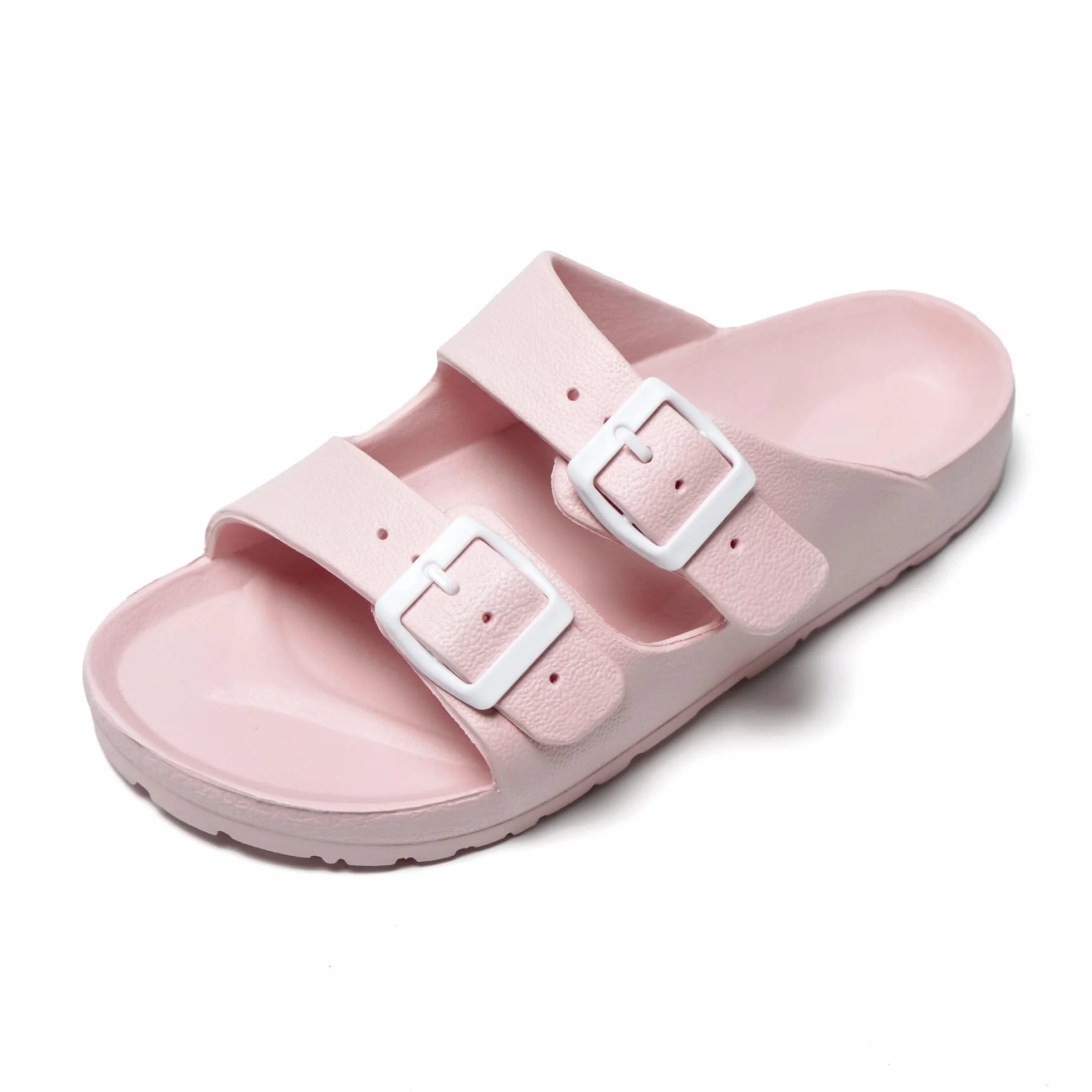 JOMIX Pantoletten Damen Sommer Bunte Badeschuhe mit Fussbett Flache Rutschfest Badelatschen Meer Pool Strand Schwimmen Schnalle Schlappen