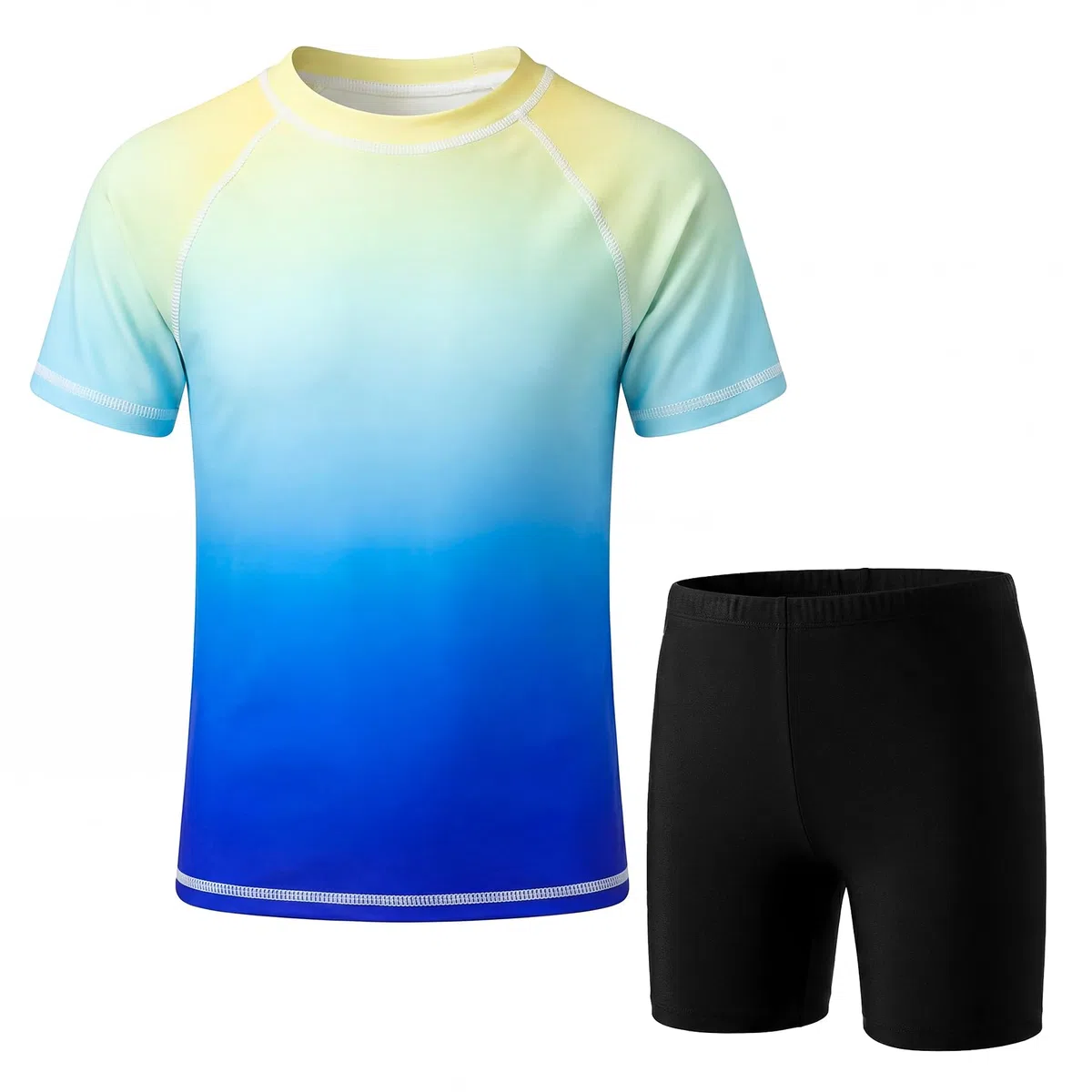 Badeanzug Jungen Kinder Zweiteiliger Rashguard Shirt & Badehose Schnelltrocknend Schwimmanzug UV-Schutz Kurzarm Schwimmshirt Badeshorts Set Sommer Strand Surfen Badebekleidung für 104-164