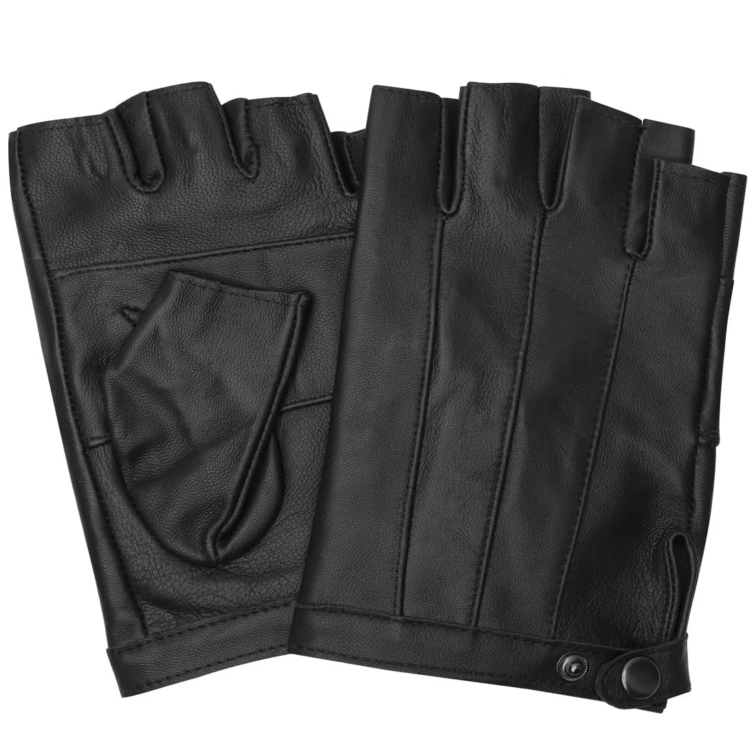 Harssidanzar Fahrhandschuhe für Männer,Ungefütterte Fingerlose Half Finger Leder Fahrhandschuhe KM049EU