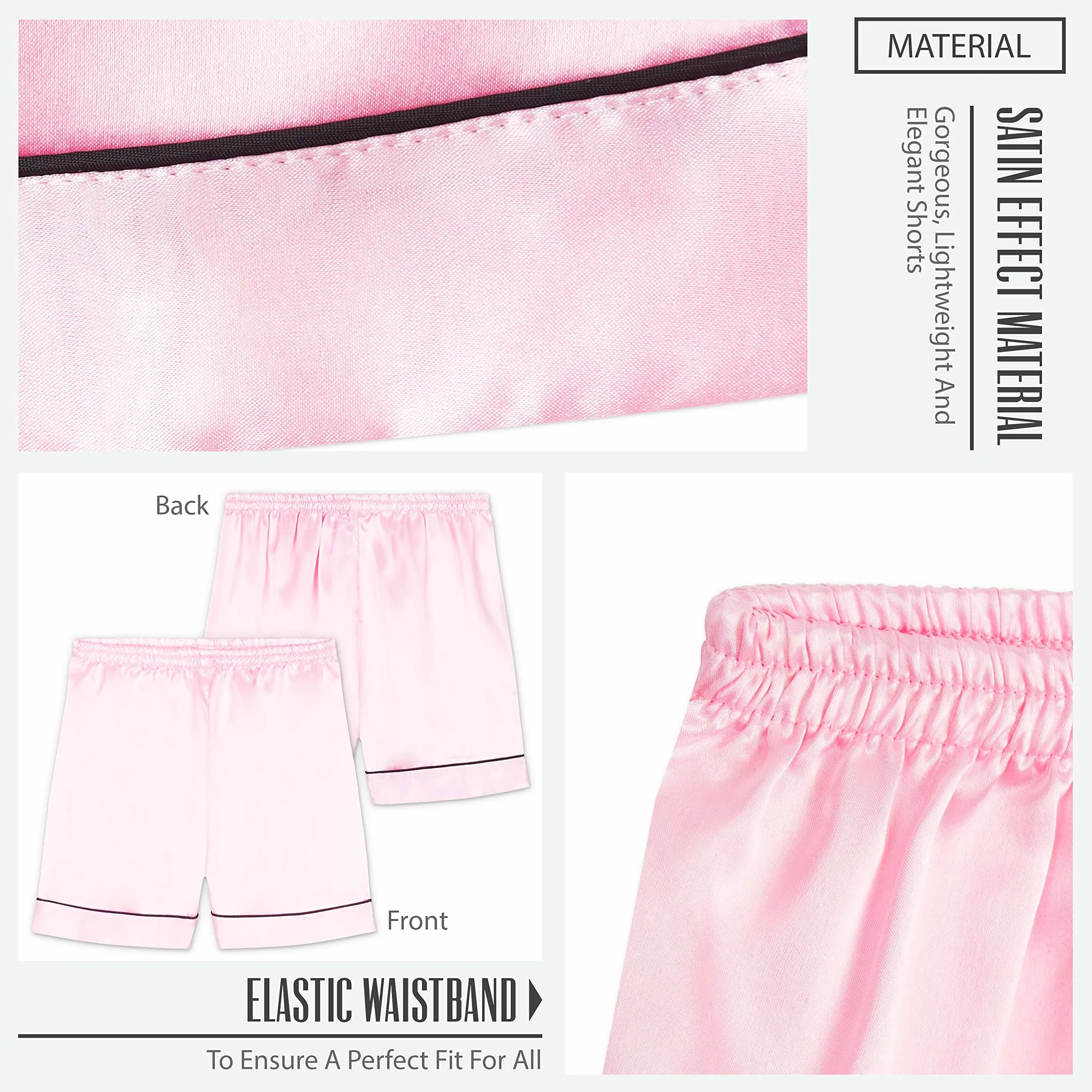 CityComfort Schlafanzug Mädchen 7-16 Jahre, 2-teiliges Satin Sommer Pyjama Set mit Kurzarm Top und Shorts, Geschenke für Mädchen