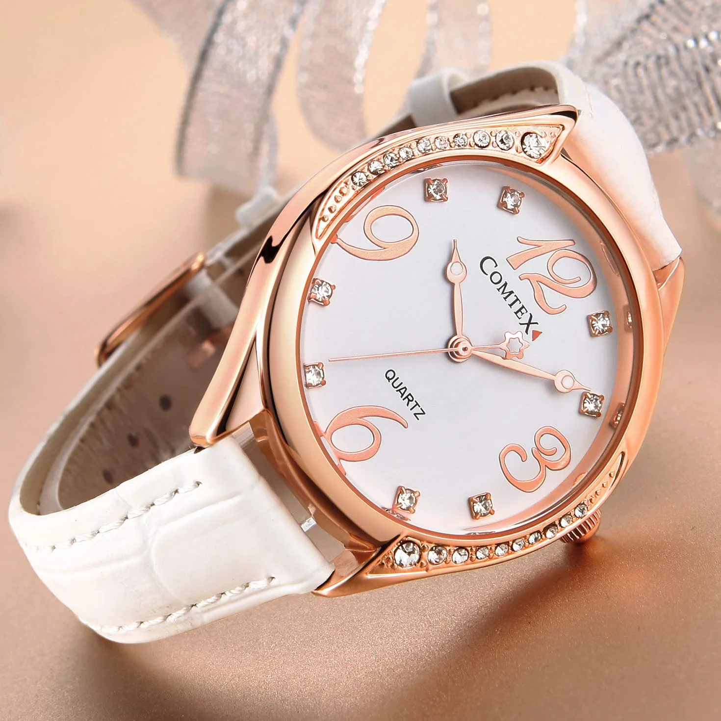 Comtex Modische Damen-Armbanduhr Analog Quarz Weiß Zifferblatt Armbanduhr…