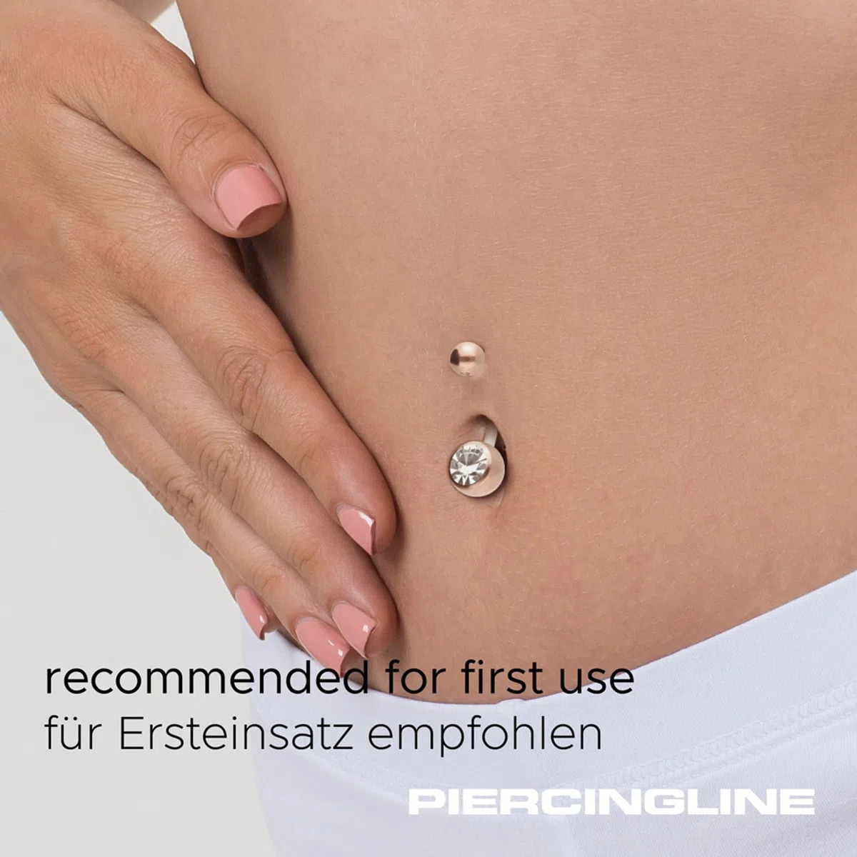 PIERCINGLINE flexibles Bauchnabelpiercing aus Teflon - für Schwangerschaft - mit Kugel aus Chirurgenstahl und Kristall - kürzbar - in 7 Farben