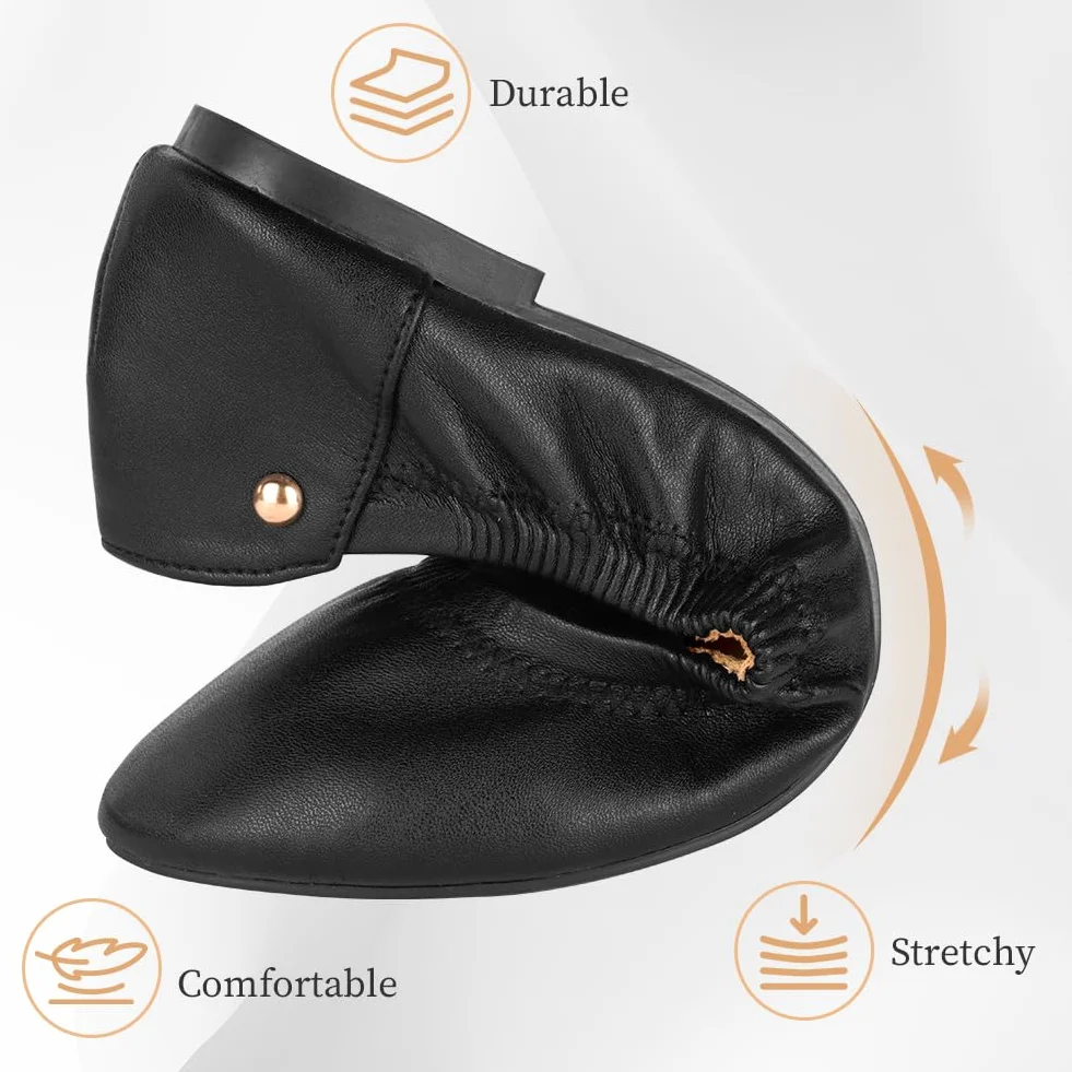 OFFCUP Damen Ballerina Leder, Damen Klassische Ballerinas Flach | Ballerinas Runde Zehe, Freizeit Tanzschuhe Ballerinas Damen Flats Schuhe Weich Leicht Bequem, Gr.38-41
