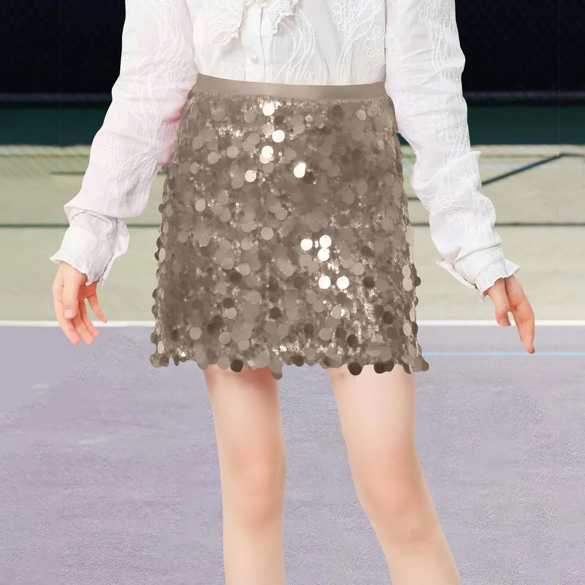 glitzerrock Kind Glitzerrock Mädchen Pailletten Rock Elastischer Bund Funkelnde Glitzer Plissee Skorts mit Futter für Kinder Tanz Prinzessinnen Rock mädchen 134