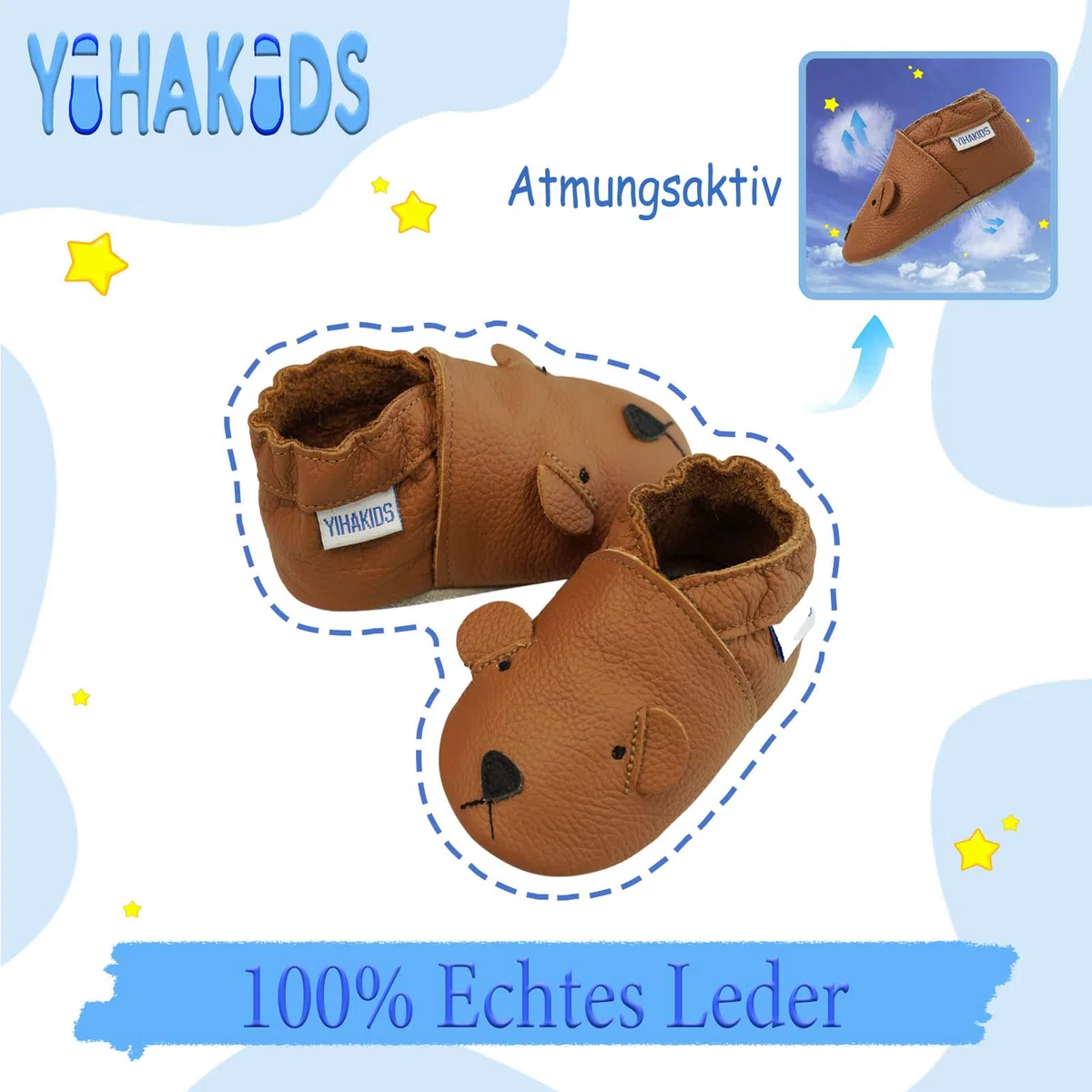 YIHAKIDS Krabbelschuhe Babyschuhe Lauflernschuhe Kleinkind Lederschuhe Hausschuhe Weiche Sohle Lernlaufschuhe
