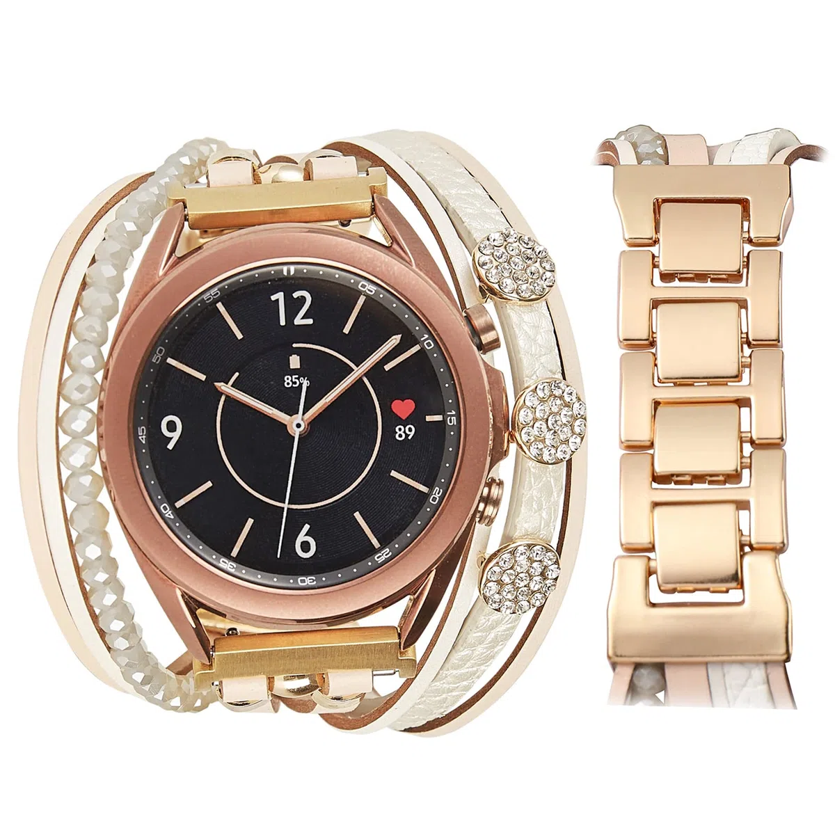 KONAFEI Armband Kompatibel mit Samsung Galaxy Watch 7/FE/6/5/4/3/Active 2 40mm 44mm/5 Pro 45mm/6&4 Classic 43/47mm/42/46mm/3 41mm, 20mm Lederarmband mit Metallschließe