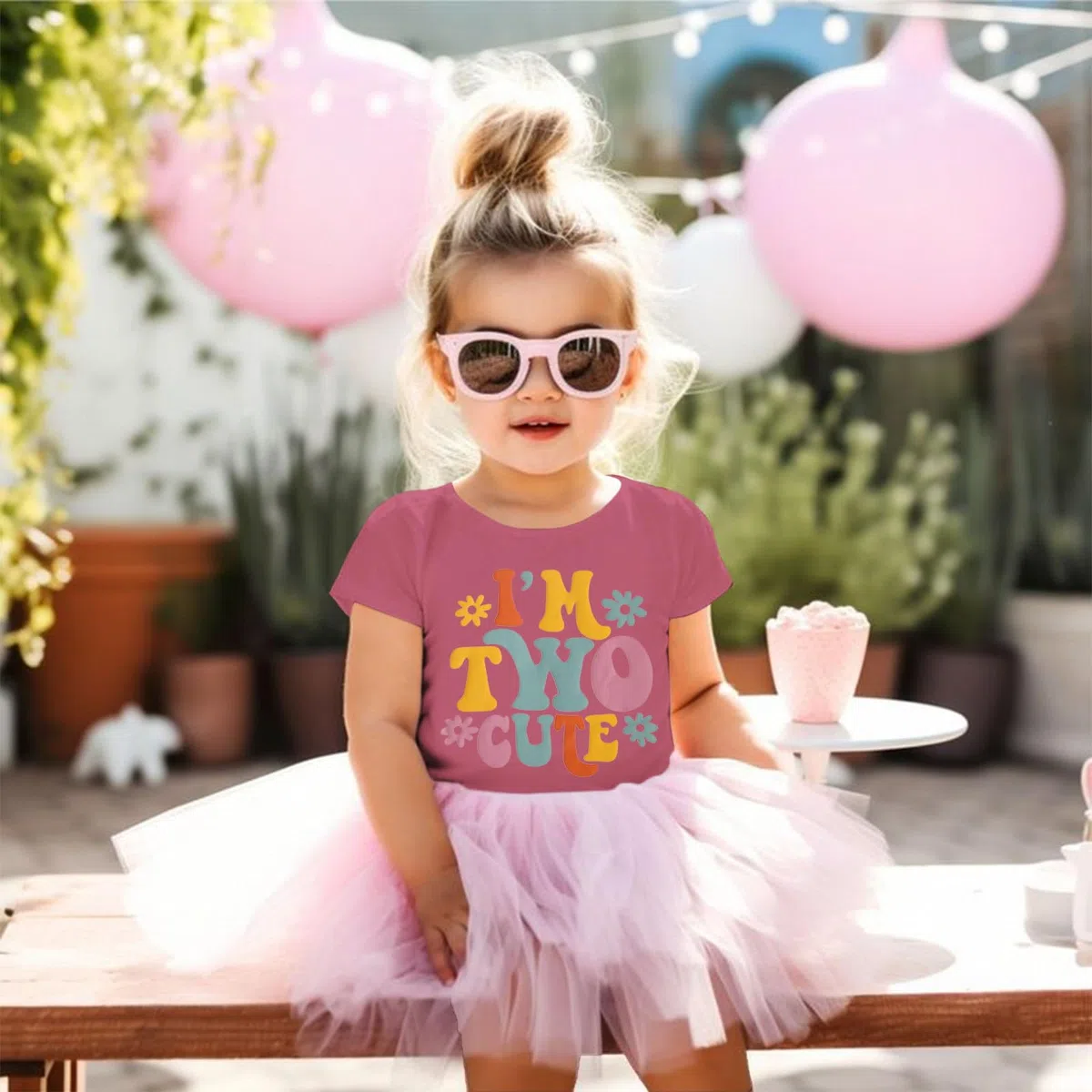 2. Geburtstag T-Shirt für Mädchen “I'm Two Cute” Drucker Shirt Zweiter Geburtstags Shirts Geburtstagsfeier Kleidung Sommer Kurzarm Top Weiches Rundhals Tshirt 2 Jahre Kinder Outfi