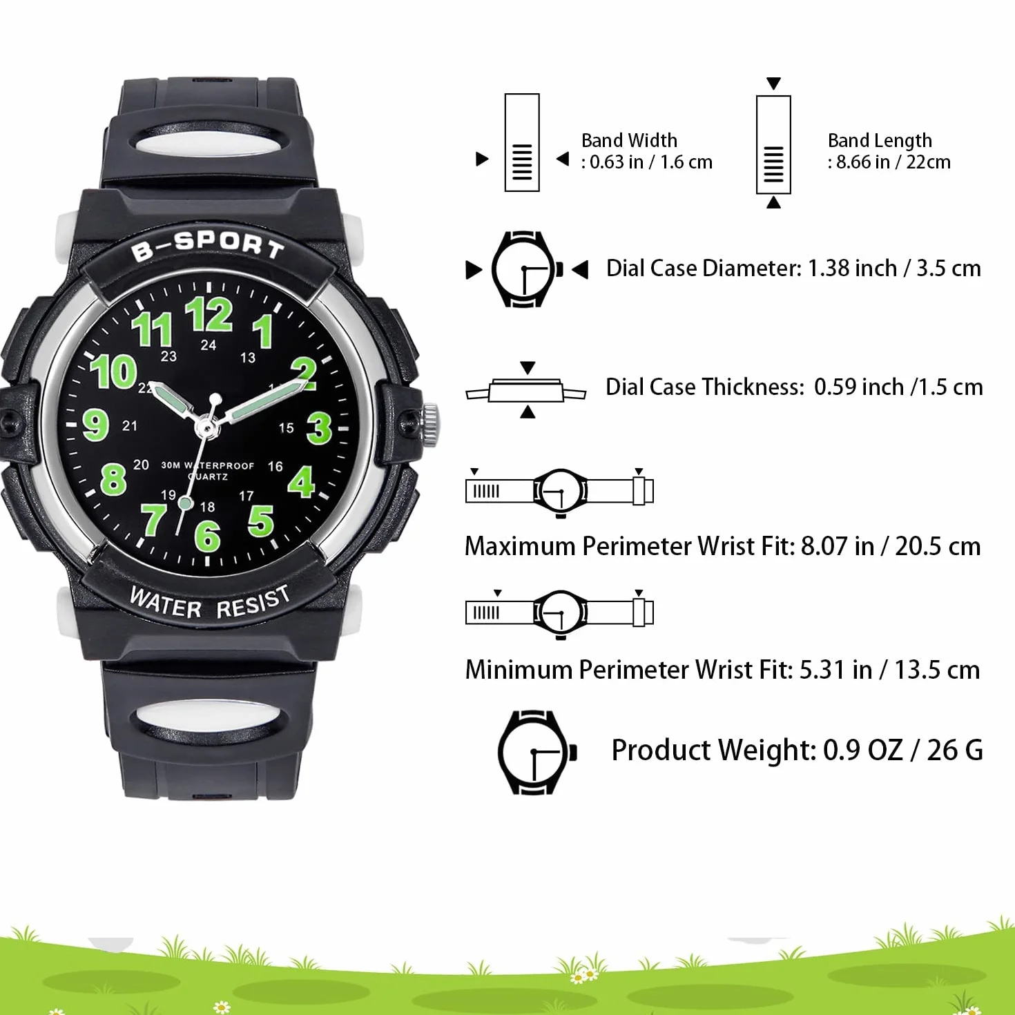 Kinderuhr Jungen Mädchen,Armbanduhr Jungen Analog,Armbanduhr Kinder,Analog Quartz Uhr mit Kinderuhr Kautschuk Wasserdicht Outdoor Sports Uhren