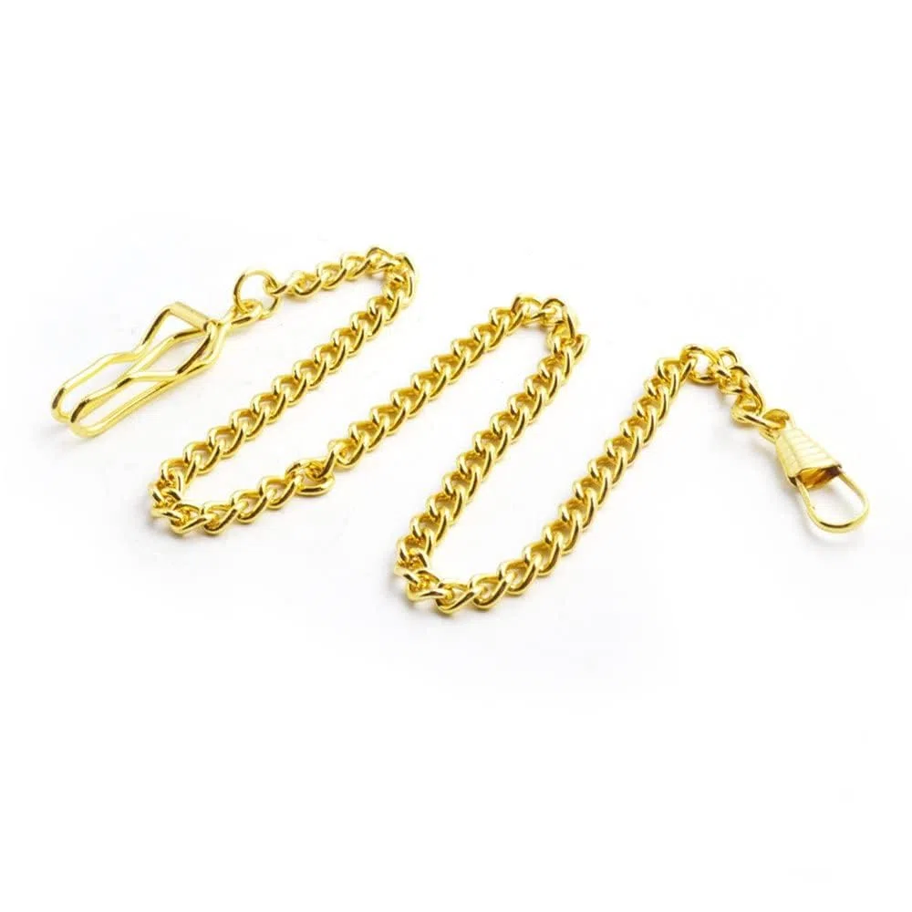 BOSHIYA Taschenuhr Kette 14 inch T Bar Albert Westenkette mit Karabiner Überzug Cowboy Kette für Herren Silber/Gold