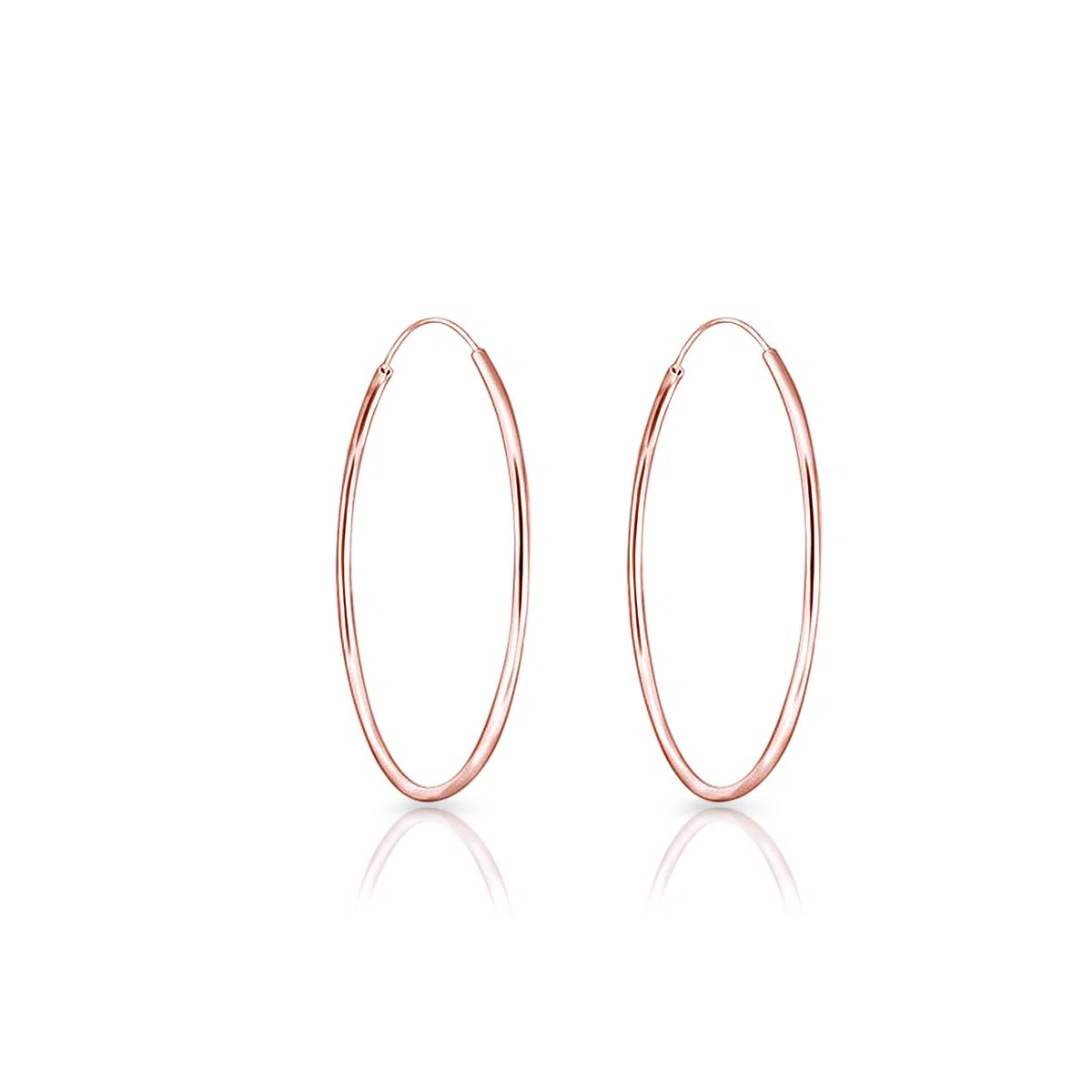 Damen - Groß Creolen -Ohrringe 925 Sterling Silber Gelb Vergoldet oder Rosen-Gold überzogen - Dicke 1.2 mm - Durchmesser 40 mm