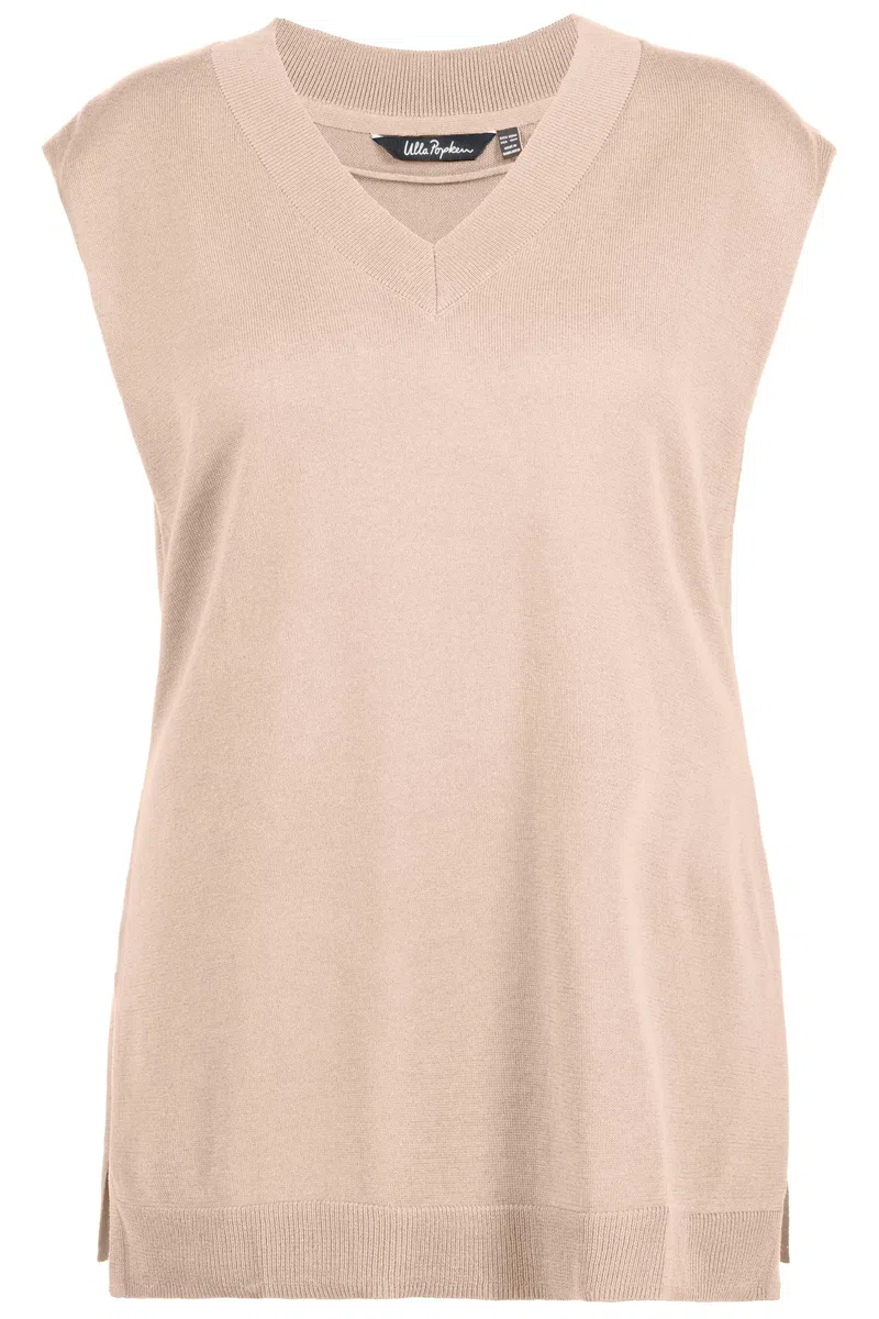 Ulla Popken Damen Pullunder, Tiefer V-Ausschnitt, Seitenschlitze, Ärmellos Pullover