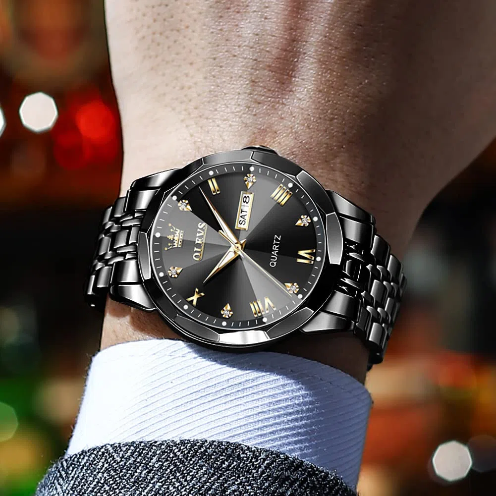 OLEVS Herrenuhren Lederarmband Chronograph Japanische Quarz Herren Uhr mit Datum Wasserdicht Klassische Elegantes Armbanduhr Herren Geschenk