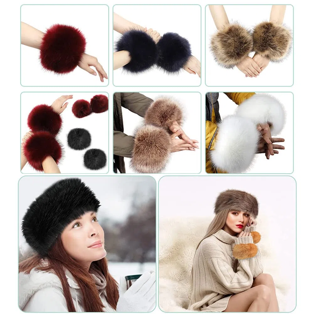 1 Paare Fell Pelz Armstulpen,Damen Pulswärmer Pelz Kunstfell Fellstulpen Fell Manschette Handschuhe Pulswärmer Kunstfell Winter Handgelenk Wärmer für Pullover Mantel Weste Jacken für Frauen,Braun
