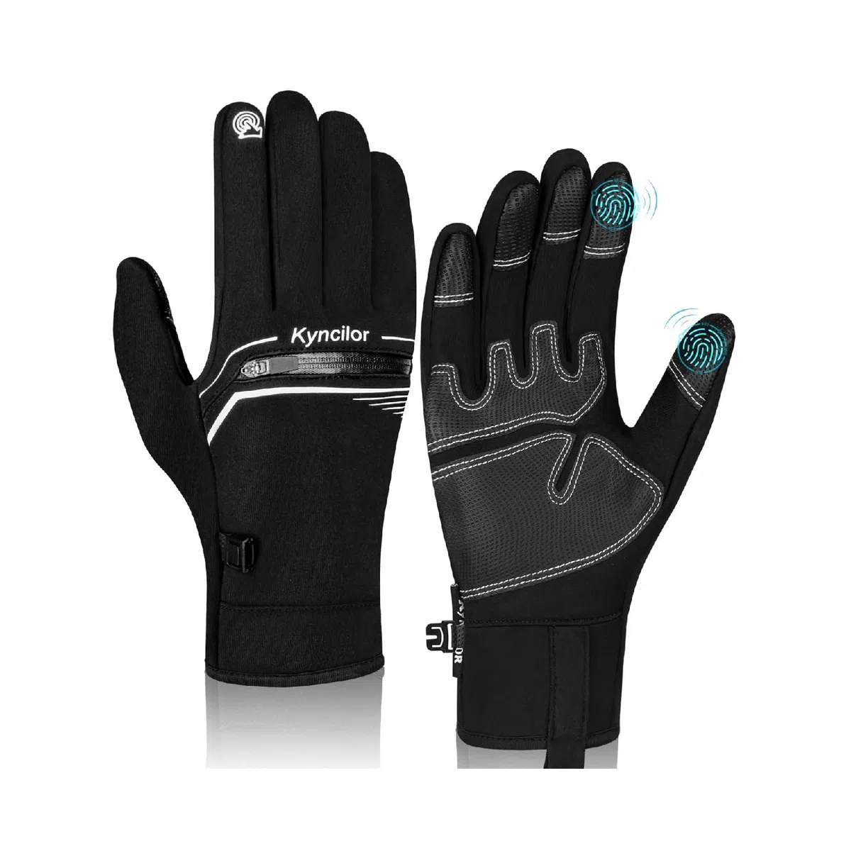 IRYNA Winter Thermo Handschuhe Herren Damen,Fahrradhandschuhe Winddichte Wasserdicht Elastisch rutschfest Touchscreen Handschuhe Radsporthandschue Sporthandschuhe Laufhandschuhe (Schwarz, L)