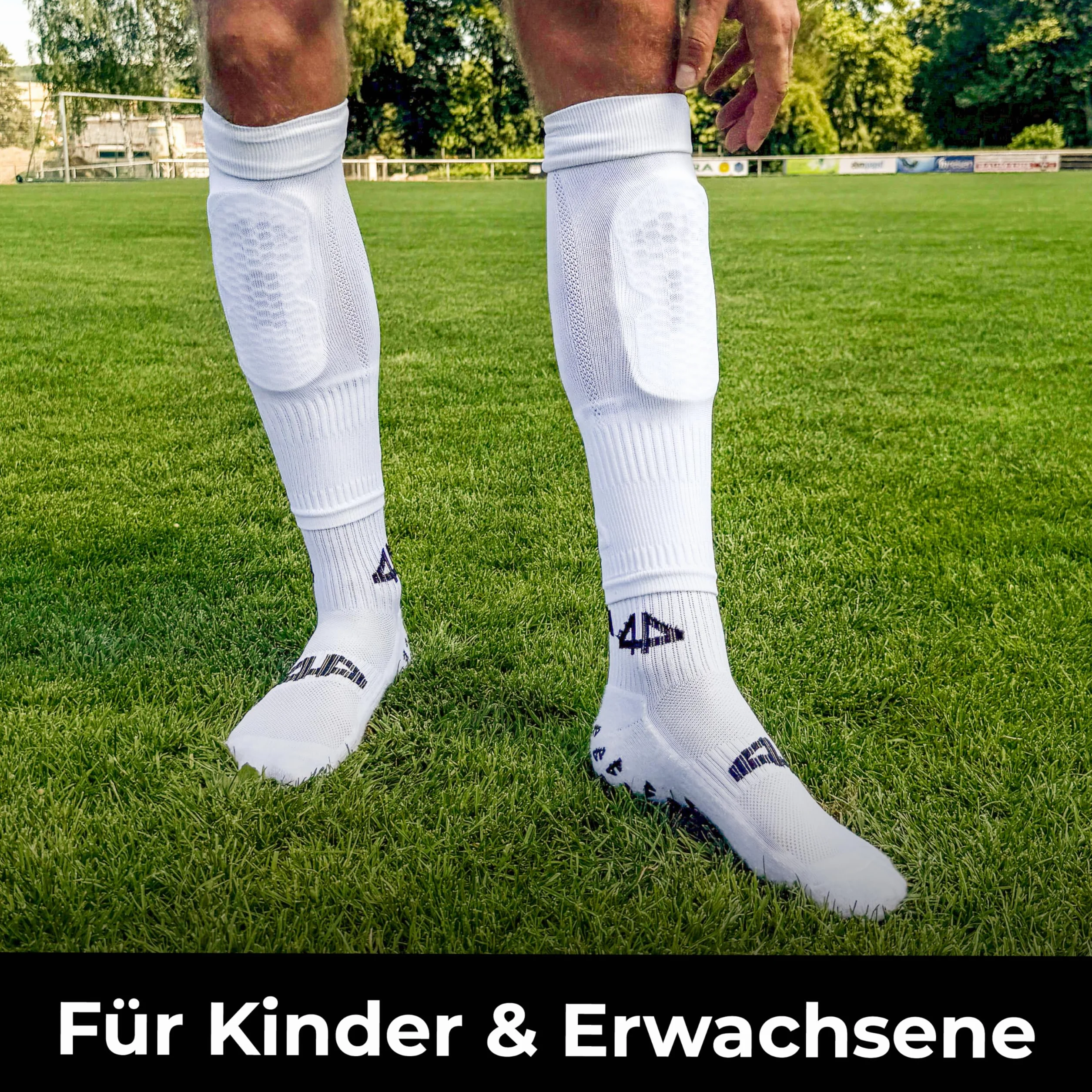 Stutzen ohne Socken mit Silikon Grip für Fußball – Ready for Sport – 1 Paar Sleeve Stutzen für Schienbeinschoner – rutschfest, leicht, flexibel – Soccer Tubes für Herren, Damen, Kinder – One Size