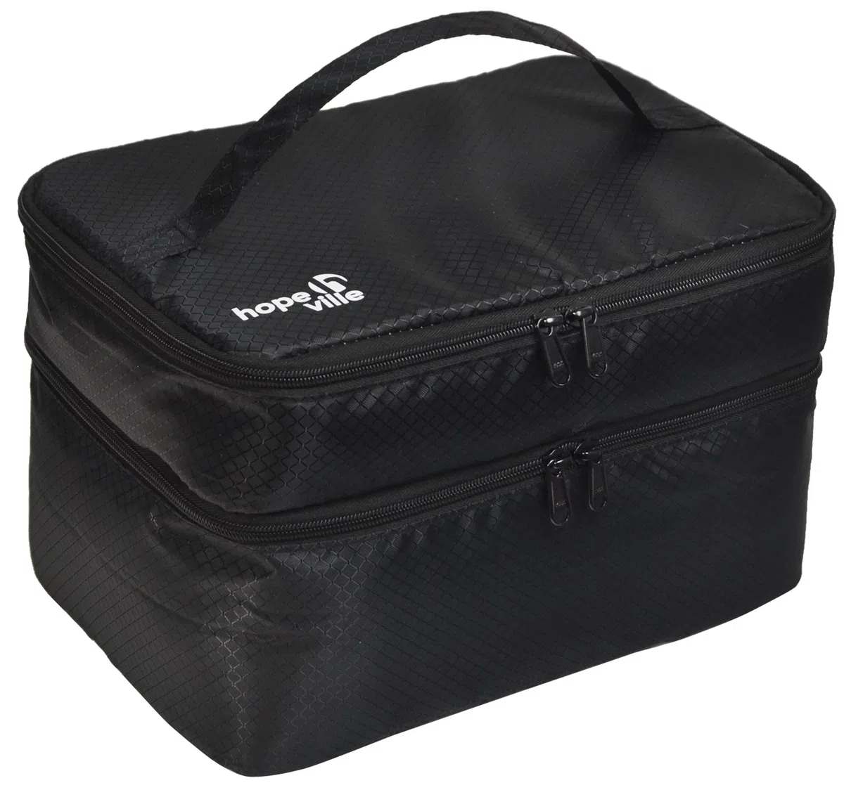 Extra großer Reise Organizer für Damen, Premium Kosmetiktasche und Kulturtasche für Unterwäsche, Kosmetik, Accessoires und Toilettenartikel (Schwarz)
