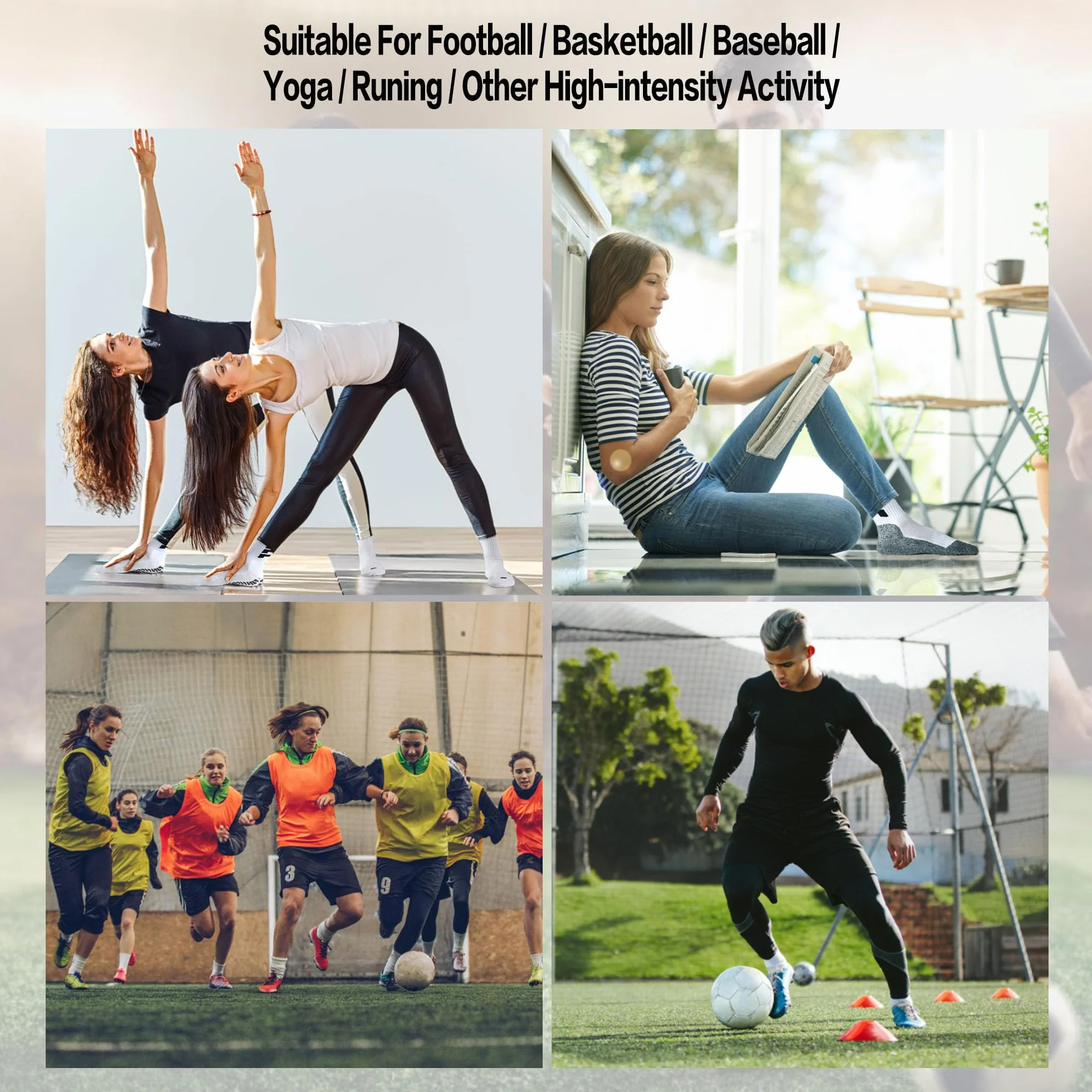 CLOSEMATE 1/3 Paare Rutschfeste Fußballsocken für Herren & Damen, Sportsocken mit Silikonnoppen, Atmungsaktive Sneakersocken für Laufen Tennis Pilates Yoga, 35-46