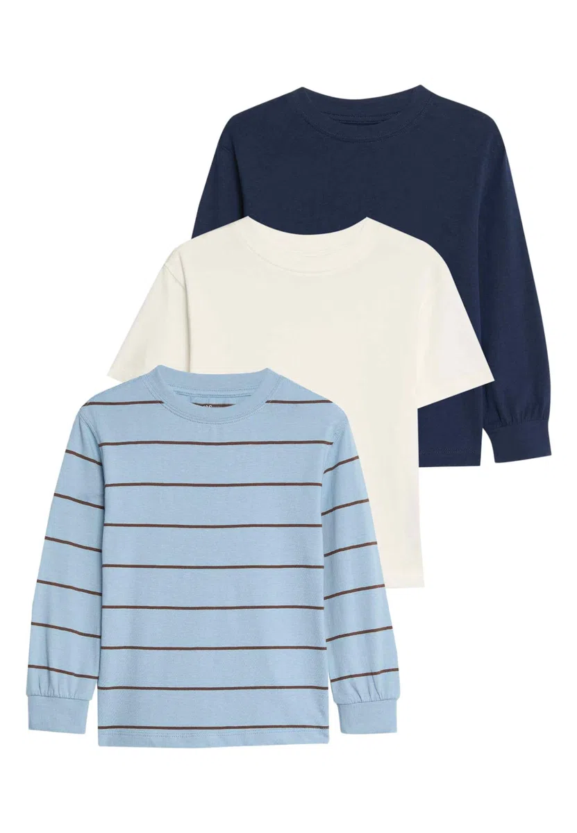 Marks & Spencer 3er-Pack Kinder Tops aus Reiner Baumwolle – Unisex für Jungen & Mädchen – Regular Fit
