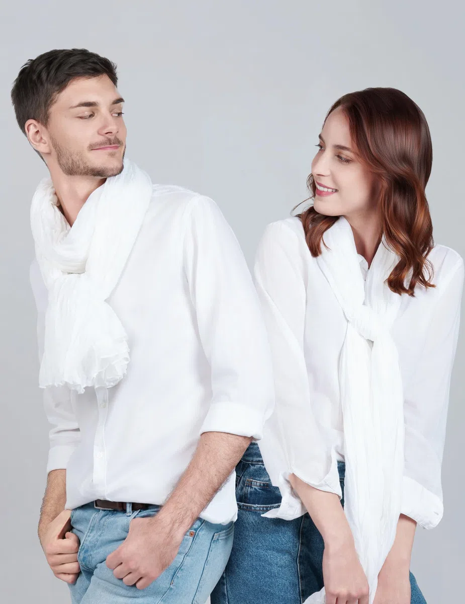 ALLEE DU FOULARD Schal für Damen und Herren, Leichte Stola - 100% Baumwolle – Größe 200 x 110 cm - Über 40 Unifarben – Premium-Schal - flexibel und komfortabel
