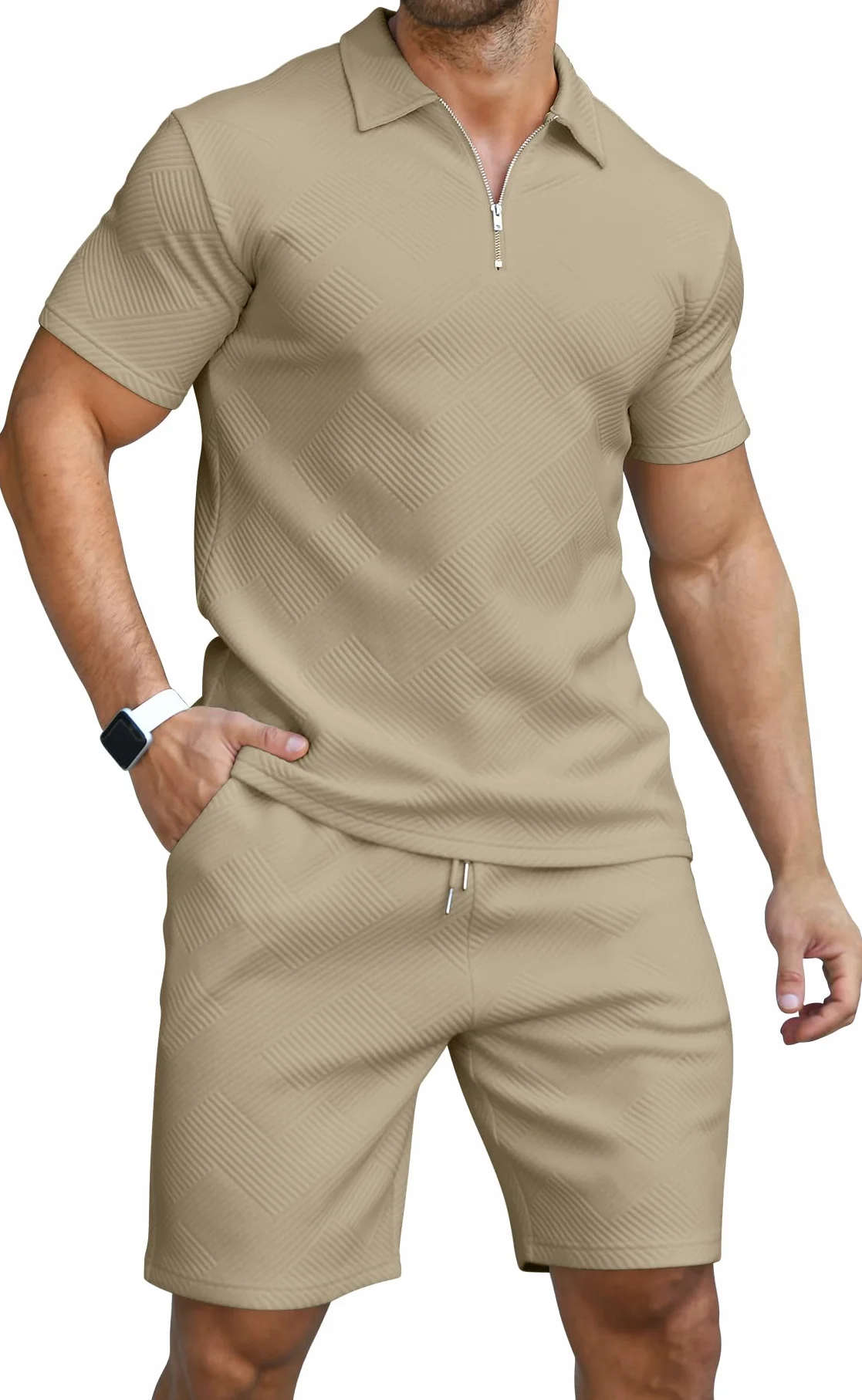 KUYIGO Herren Poloshirt & Shorts 2-Teiliges Set Sommer Trainingsanzug Kleidung Mode Casual Sweatsuits M-3XL