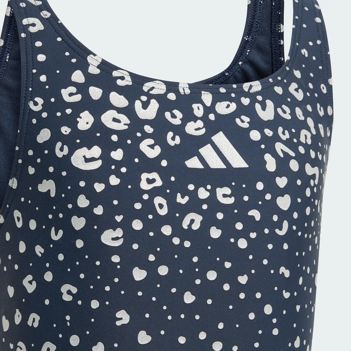 adidas Unisex Kids Badeanzug mit V-förmigem Rückendesign und Glitzer-Details für Kinder Aurora Ink 110