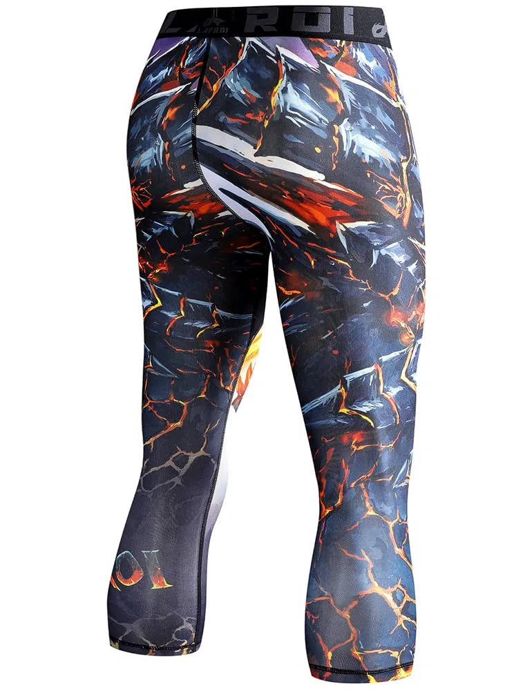 LAFROI Men's Compression Fit 3/4 Tights Leggings with Pcoket/Non-Pocket-YSK10