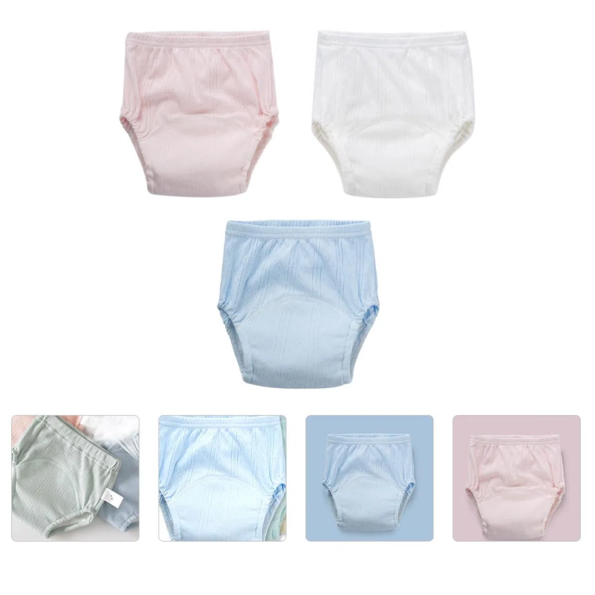 HANABASS Töpfchentrainingshosen Eng Anliegend aus Baumwolle 3 Stück-pack für Töpfchentraining Elastischer Bund 4-lagig Trainingsunterwäsche Zufällige Farbe für Babys
