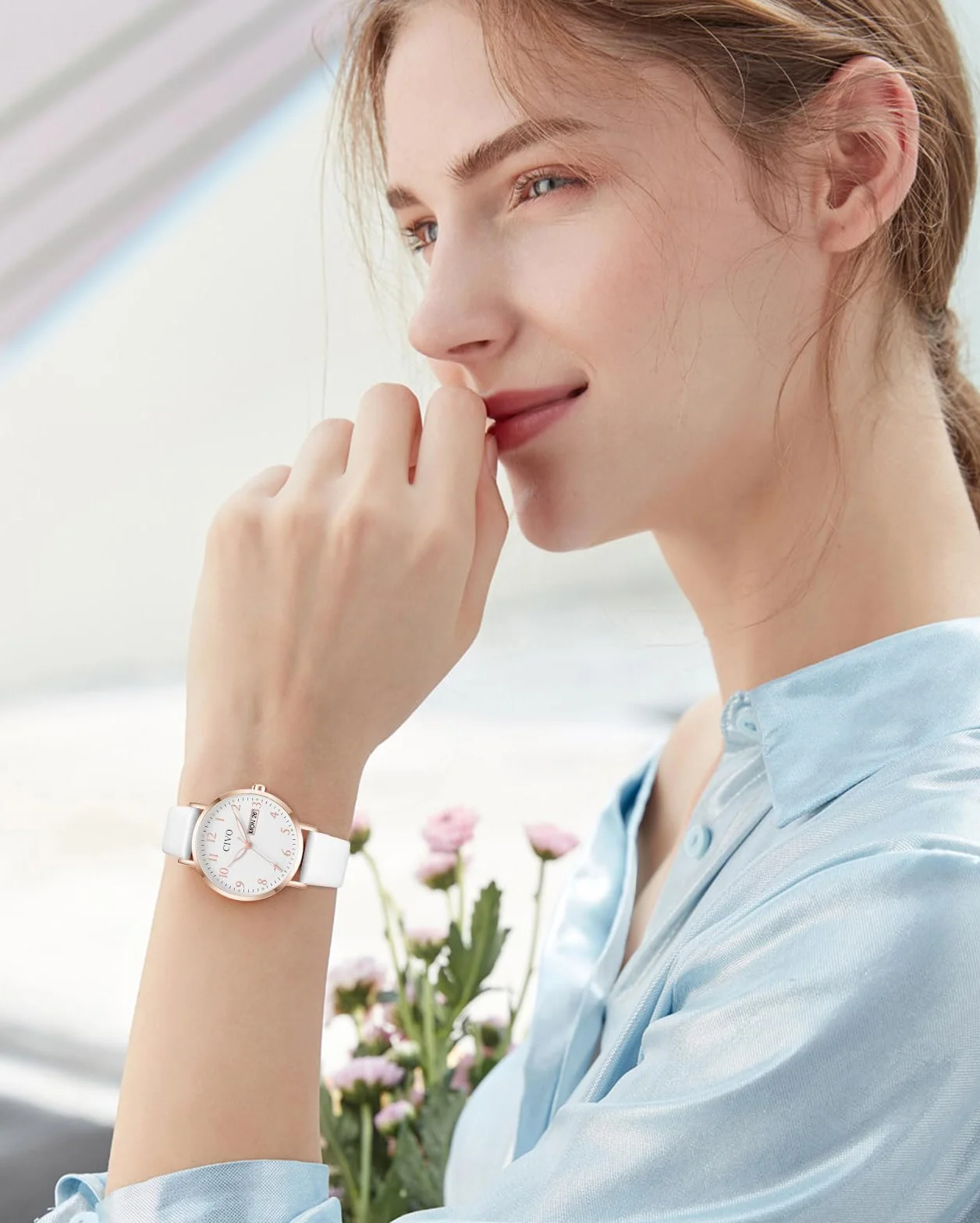 CIVO Leicht Lesbar Armbanduhr Damen: Klares Zifferblatt mit Zahlen Leuchtende Zeiger Datum - Analog Damenuhr Lederarmband für Casual Alltagskleidung Geschenke