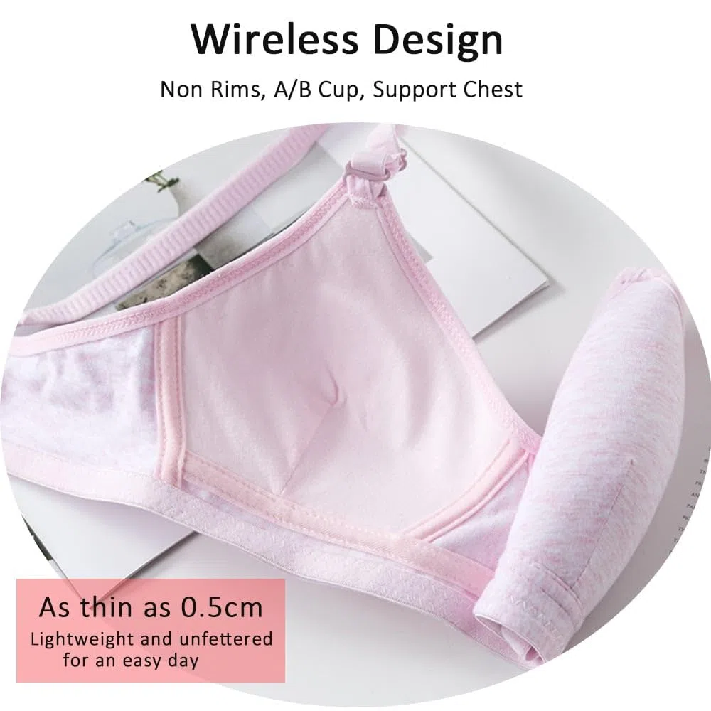 Bysion Mädchen Sport BH aus Baumwolle Bralette 3er-Pack Ohne Bügel Nahtlose Sportunterwäsche mit Verstellbarem und abnehmbarem Schultergurt Unterwäsche