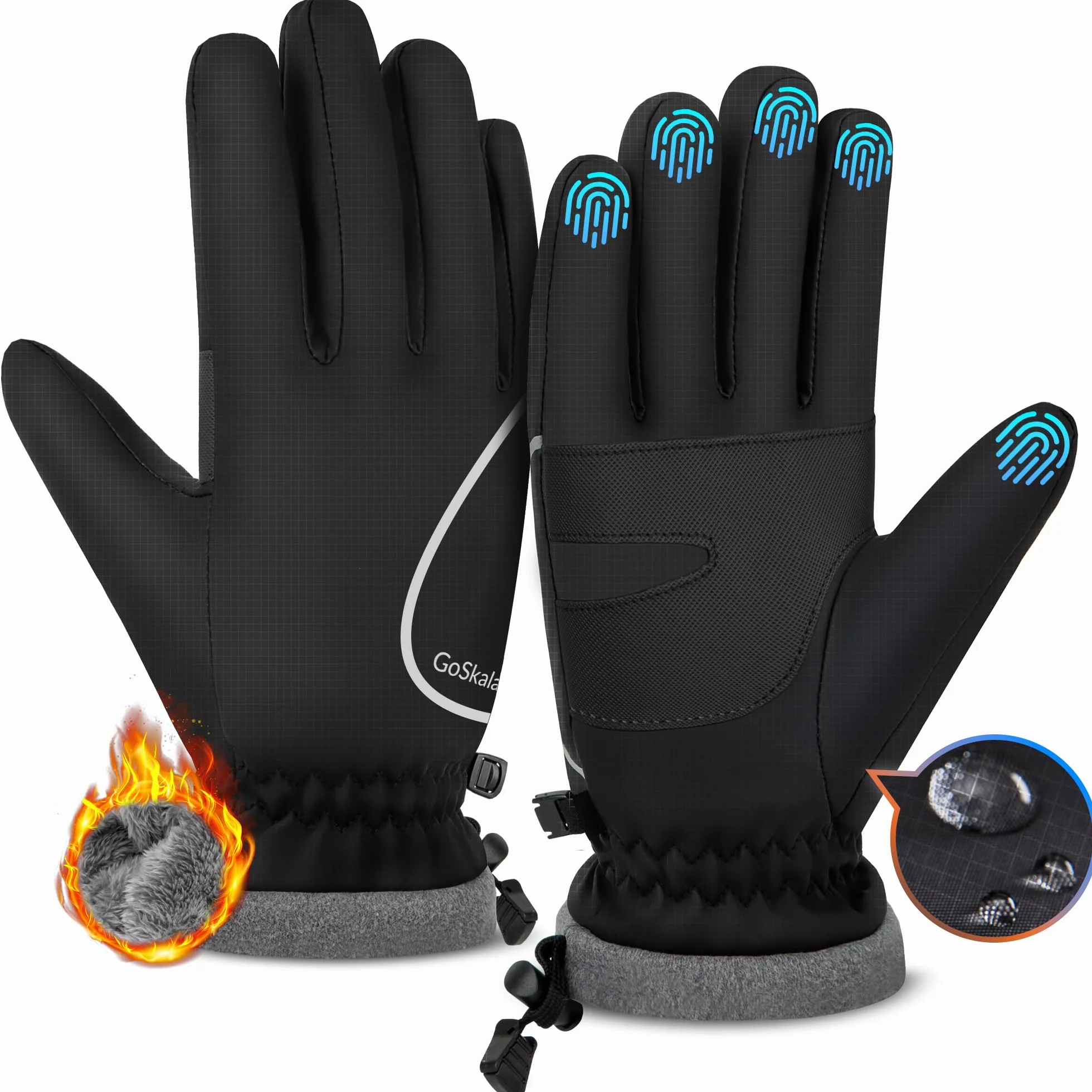 Fahrrad Handschuhe Herren Damen, Warme Sporthandschuhe mit Touchscreen [Weiches Vlies & Atmungsaktive] Radsporthandschue Laufhandschuhe Sporthandschuhe Unisex