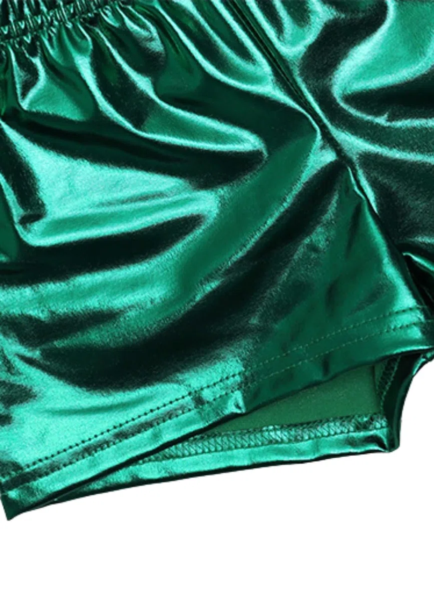 Mädchen Elastische Taille Glänzend Metallic Tanz Shorts Kinder Ballett Athletic Fitness Hotpants Skinny für Performances Kostüm