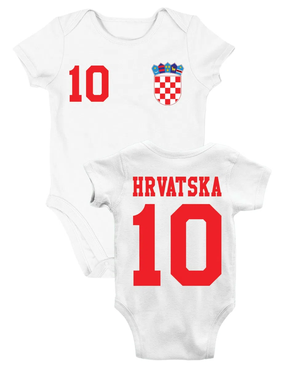 Kinder Baby Strampler Shirt Kroatien Wunschname + Nummer