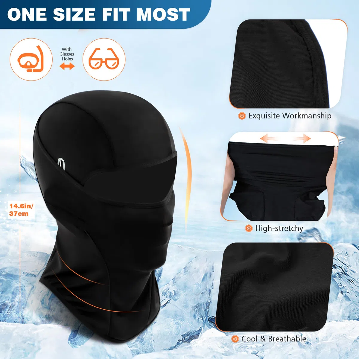 NOVEINN 2 Pieces Summer Balaclava for Men/Women，UV Protection,Breathable and Cooling Balaclava with Glasses Holes for Motorcycle,Cycling,Fishing Or Hiking Outdoor Sports