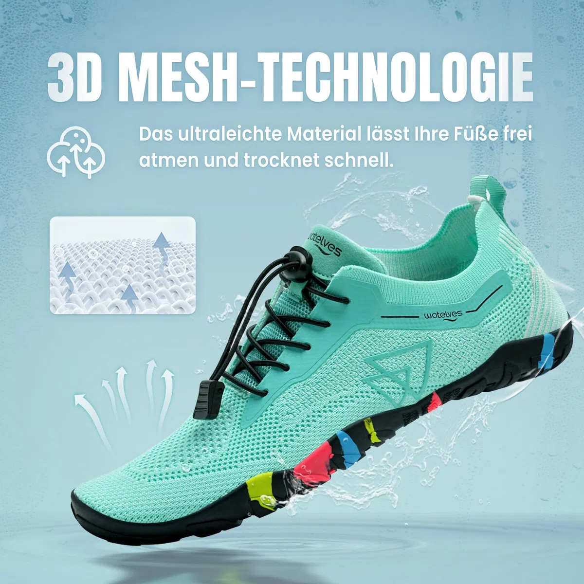 WateLves Badeschuhe Wasserschuhe Damen Herren Schnell Trocknende und Schnell Tragende Strandschuhe für Tauchen Surfen Wassersport Wandern Yoga Alltag 36-48EU