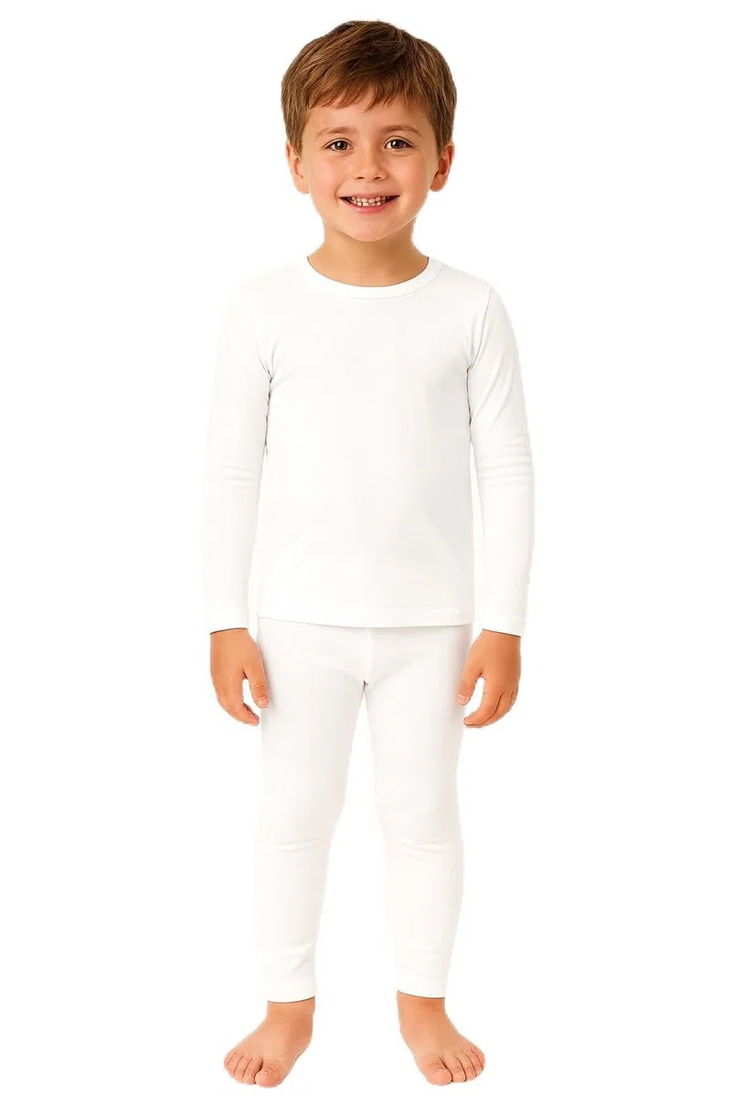 Thermo Unterwäsche Jungen Set mit Innenfleece Atmungsaktive Kinder Funktionsunterwäsche Langarmshirt & Hose für Winter Outdoor