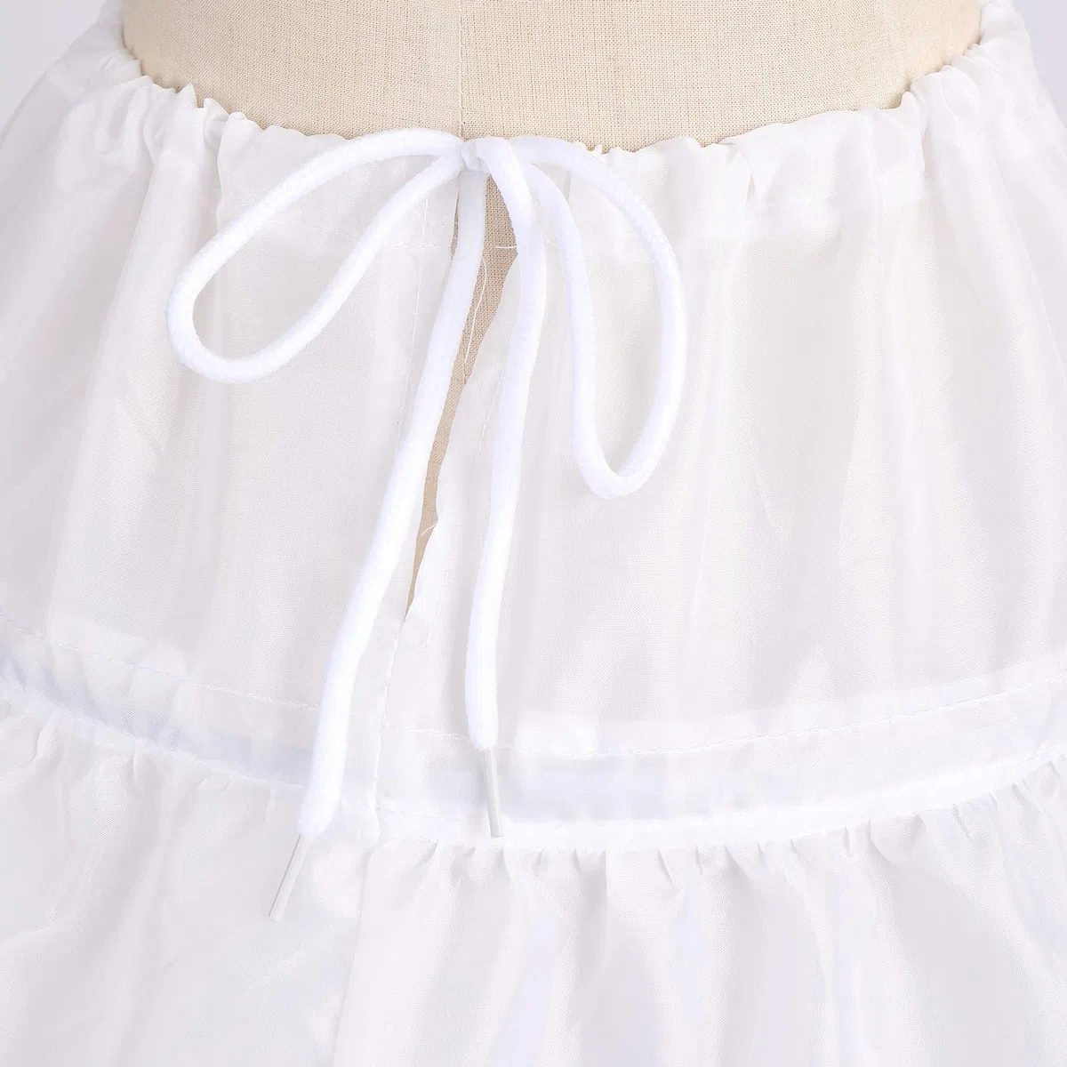 IBAKOM Reifrock Mädchen Petticoat Unterrock 3 Reifen Blumenmädchen Hochzeit Brautjungfer Underskirt Kordelzug Krinoline Unterrock für Kinder Hochzeitskleid Ballkleid Rock Weiß