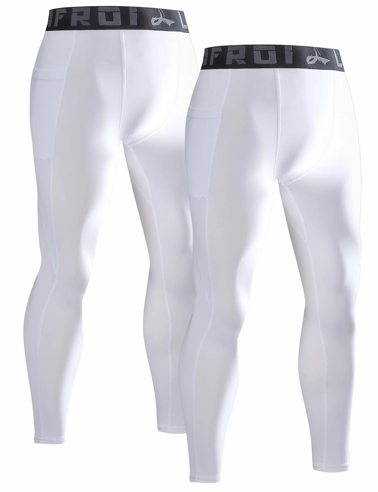 LAFROI Herren 2-Pack schnelltrocknende Kompressionshosen für Training, Laufen, Sport, Baselayer, Leggings, Strumpfhosen
