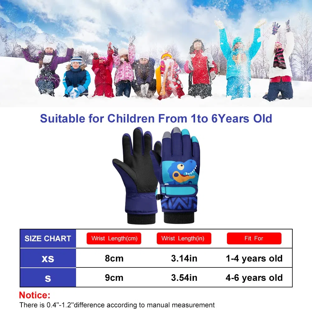 flintronic Kinder Skihandschuhe, Winter Skihandschuhe für Jahre Jungen Mädchen, wasserdichte und Winddichte Fleece Handschuhe mit verstellbaren Bündchen, für Snowboard Klttern Skifahren Radfahren