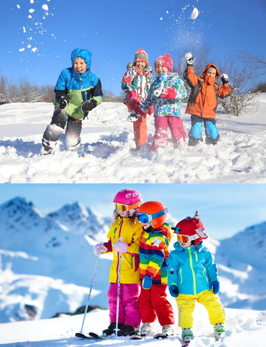 OCERA Winter Thermowäsche-Set für Kinder, aus Baumwolle für Schnee, Ski, Snowboard, Schlitten Wandern oder zuhause, warme angeraute Innenseite
