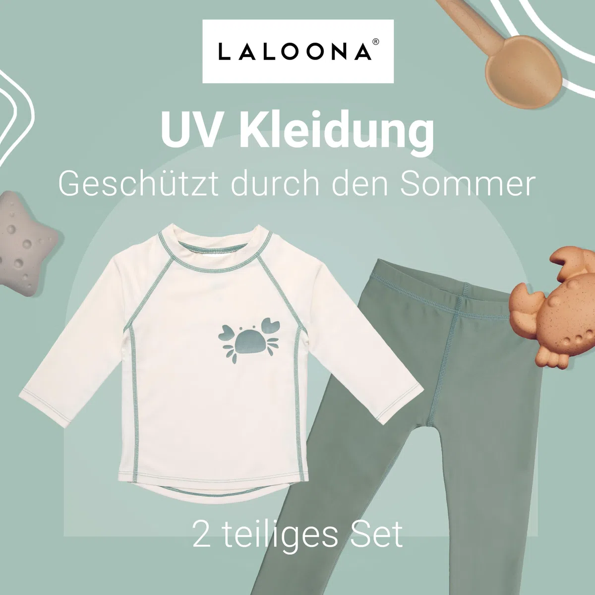 LaLoona Baby UV Schutz Badeset | Lange Badehose und Schwimmshirt mit UPF 80+ | UV Kleidung schnelltrocknend & Oeko-TEX Standard 100 geprüft