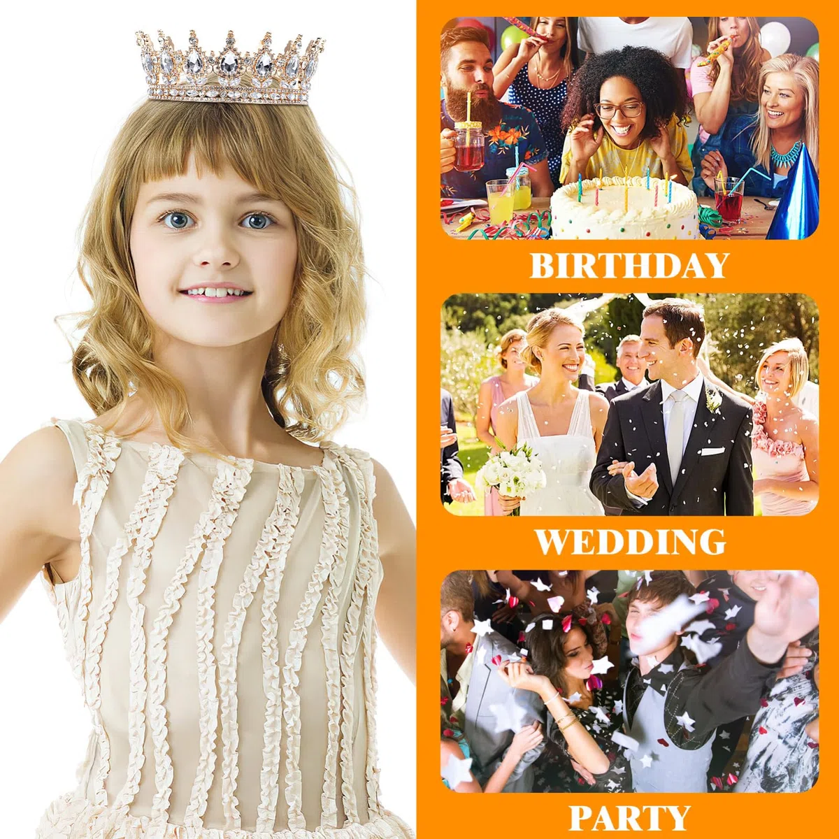 DOITOOL Königinnenkrone Für Frauen Strass-Hochzeitskronen Vintage-Kristall-Prinzessinnen-Tiara Für Single-Abende Abschlussfeiern Geburtstage Kostümpartys Haarschmuck