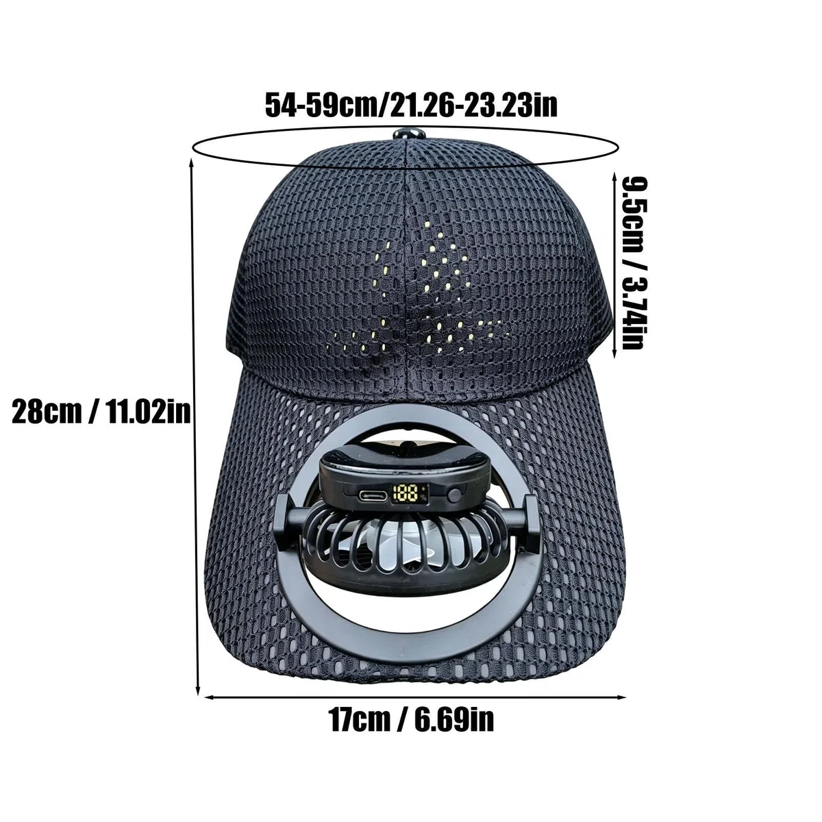 Sonnenhut mit Ventilator – 3 Geschwindigkeitsstufen für Damen und Herren, UV-Schutz, Sonnenhut mit Ventilator für Herren, für Outdoor, Camping, Wandern, Radfahren, Sommer, Strand, Urlaub, Sport