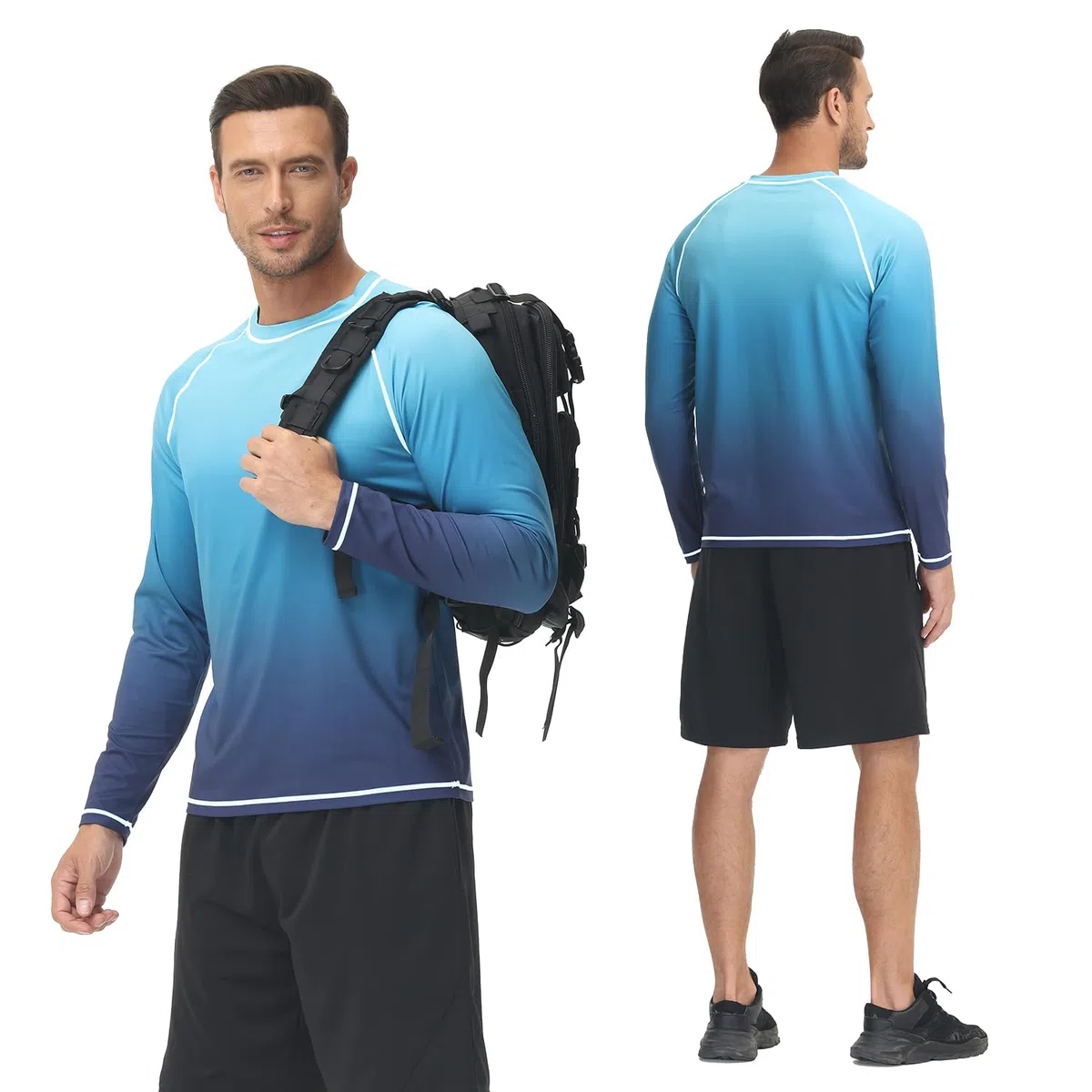 Huayuzh Rashguard UV Shirt Herren Langarmshirt Schwimm Tshirt Schnelltrocknend Atmungsaktiv Surfen Angeln Wandern Top