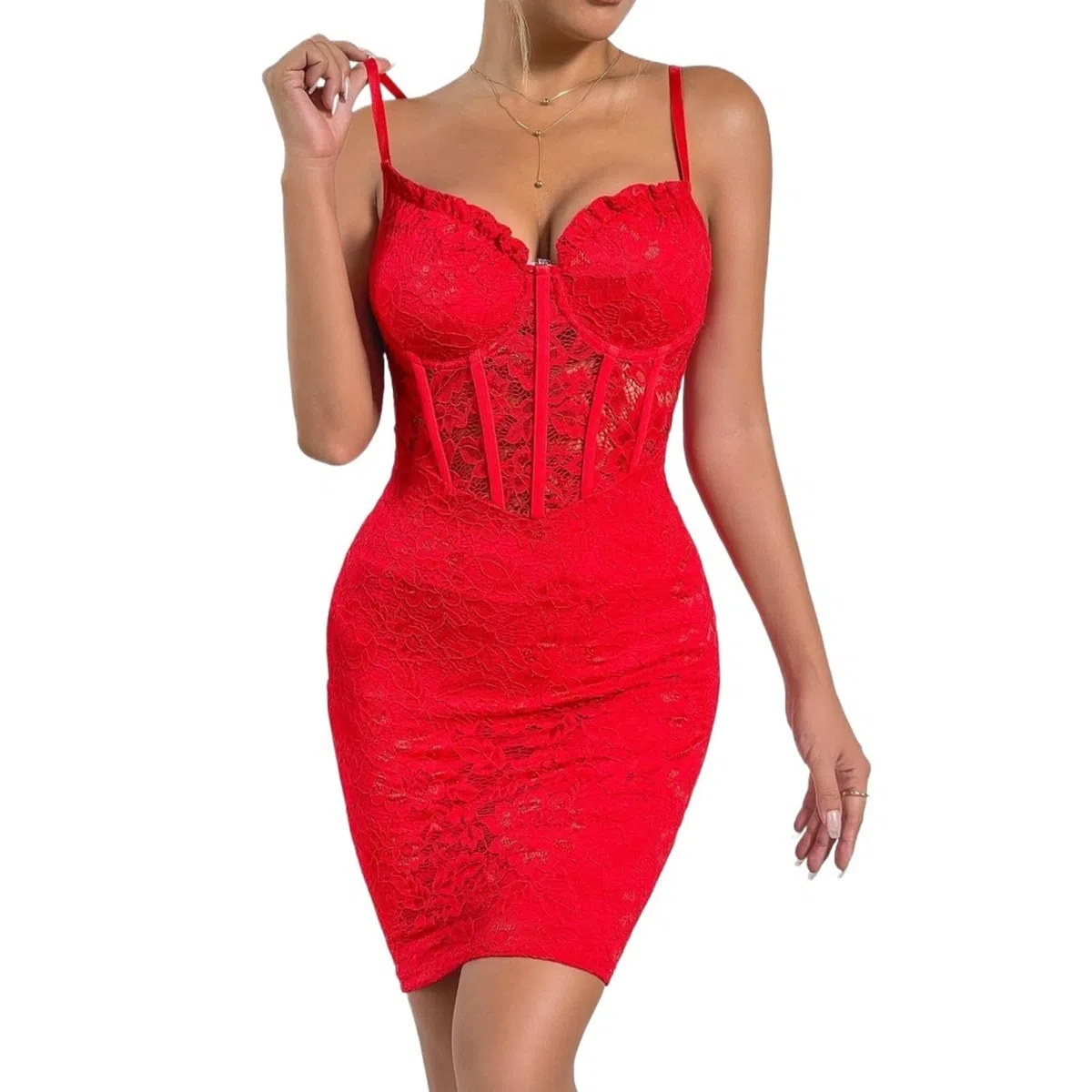 Bodycon Kleid Shapewear für Damen, Bauchweg Formend Unterkleid Leicht, Kontrolle Unterwäsche Kleid für Party Hochzeit Täglich Tragen, Miederkleider(Red,S)