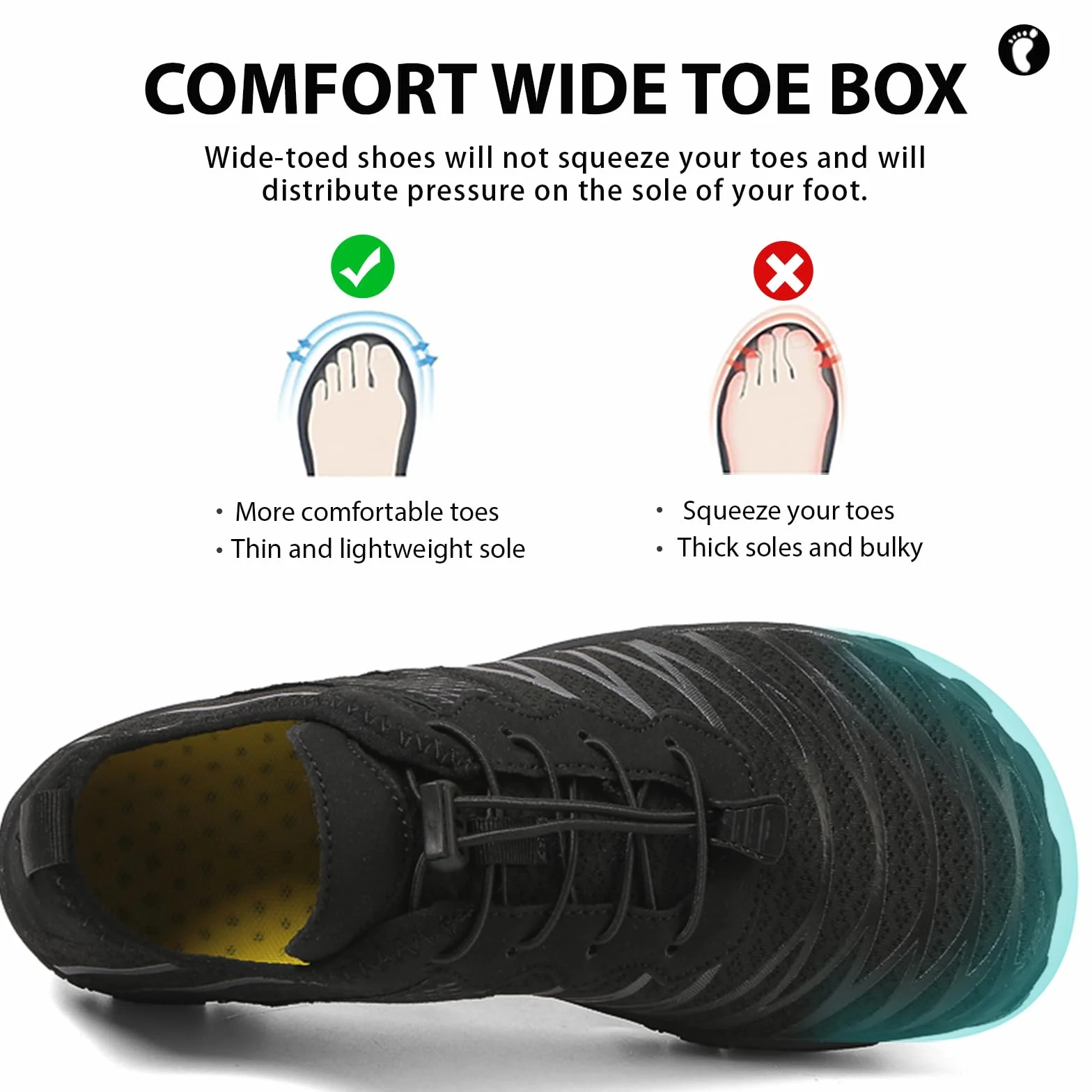 Acfoda Barfußschuhe Herren Damen Wasserschuhe Schnell Trocknend Badeschuhe Strandschuhe Schwimmschuhe Weich Leicht rutschfest Aquaschuhe Surfschuhe Fitnessschuhe, Gr. 36-47
