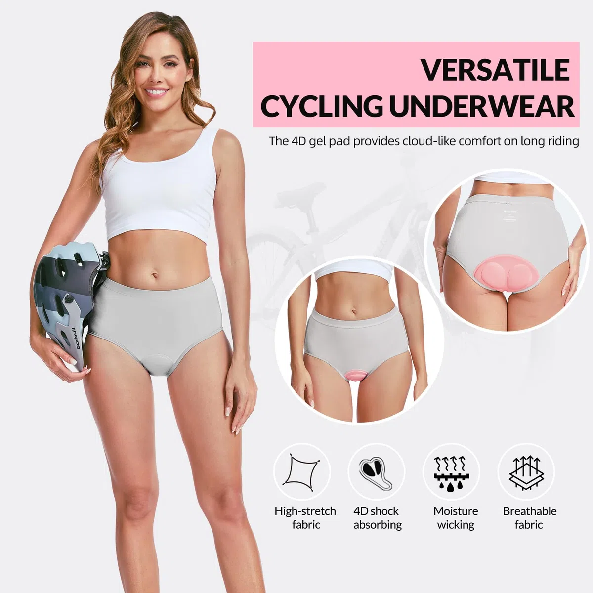 MEETWEE Damen Radunterhose, Fahrradhose Kurz Radlerhose Fahrrad Unterwäsche mit 4D Gel Gepolstert, Fahrradunterhose Atmungsaktiv Schnelltrocknend Radhose